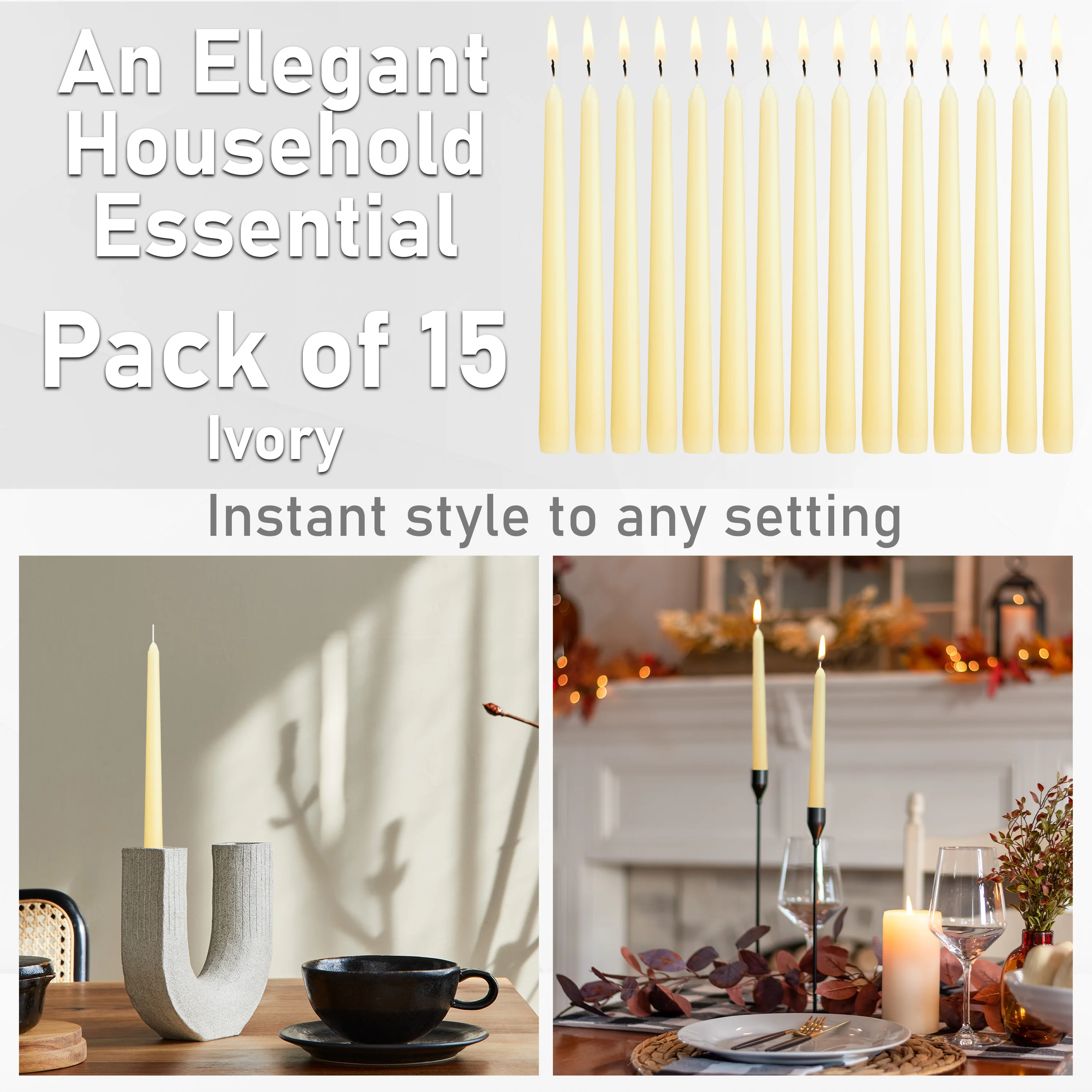 Dinner Candles - Tapered Candles Multipack   - Set of 15 - Image 28