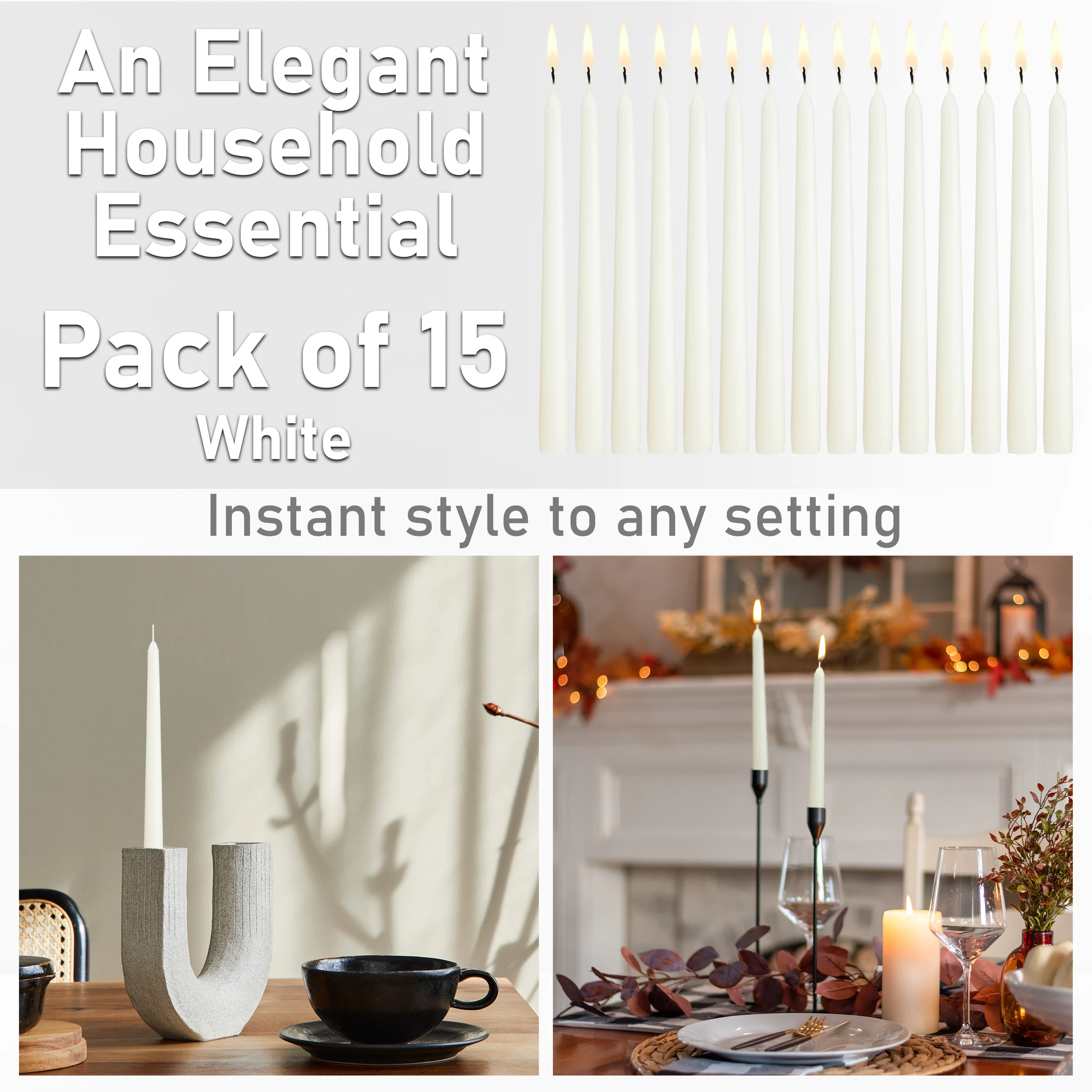 Dinner Candles - Tapered Candles Multipack   - Set of 15 - Image 34