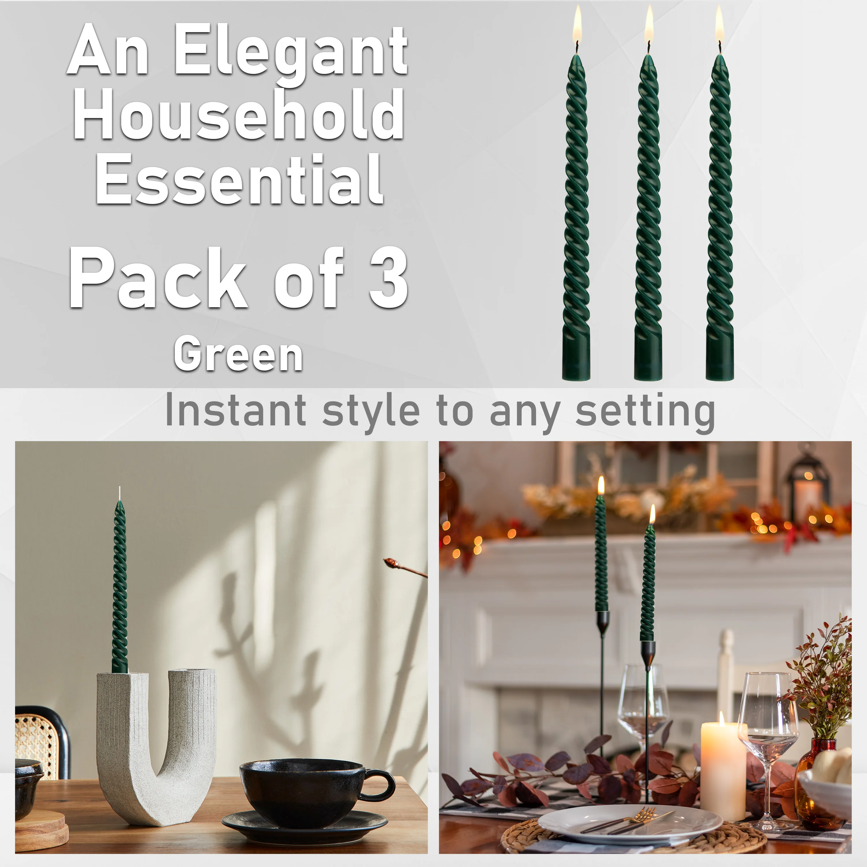 DECO EXPRESS Dinner Candles Pack of 3 or 6 Twisted Non Drip Coloured Spiral Candles Long Lasting 6 Hours Burn Non Scented (Pack of 3) - Image 22