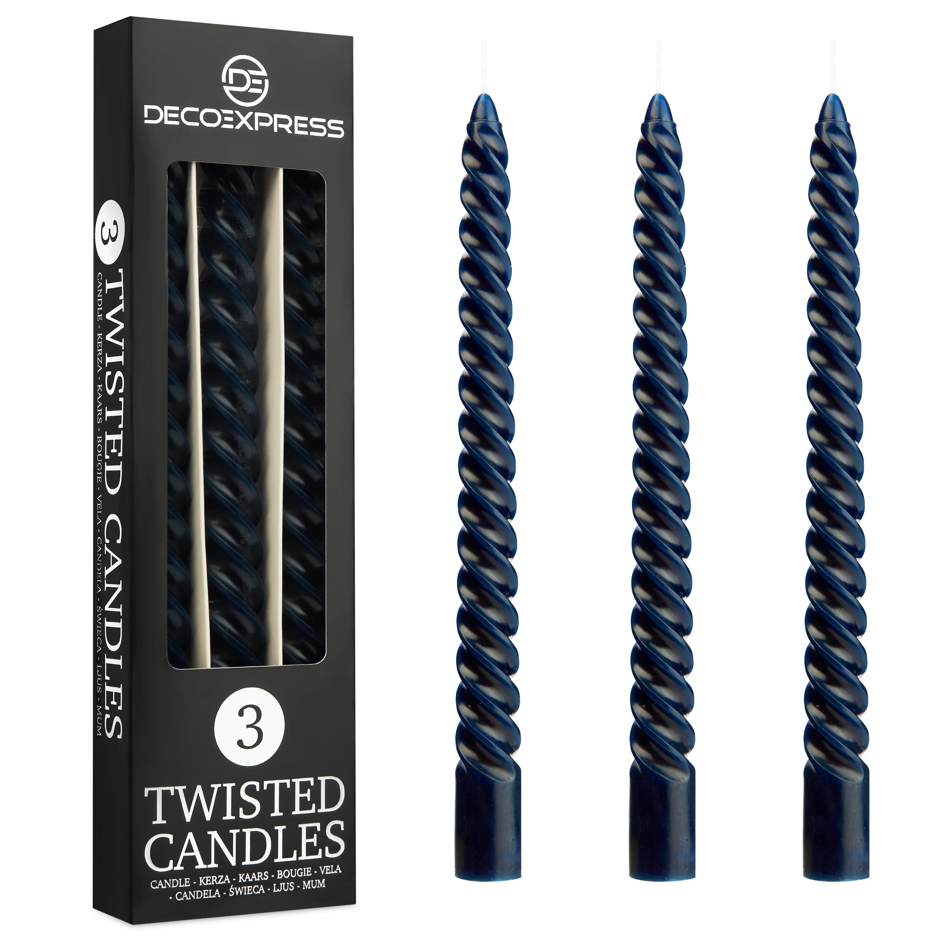 DECO EXPRESS Dinner Candles Pack of 3 or 6 Twisted Non Drip Coloured Spiral Candles Long Lasting 6 Hours Burn Non Scented (Pack of 3) - Image 26