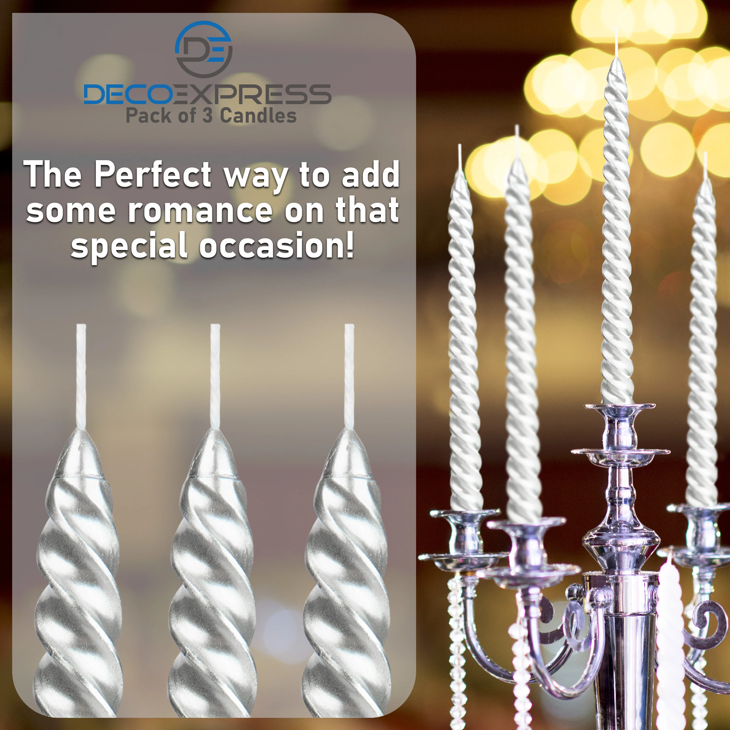DECO EXPRESS Dinner Candles Pack of 3 or 6 Twisted Non Drip Coloured Spiral Candles Long Lasting 6 Hours Burn Non Scented (Pack of 3) - Image 48