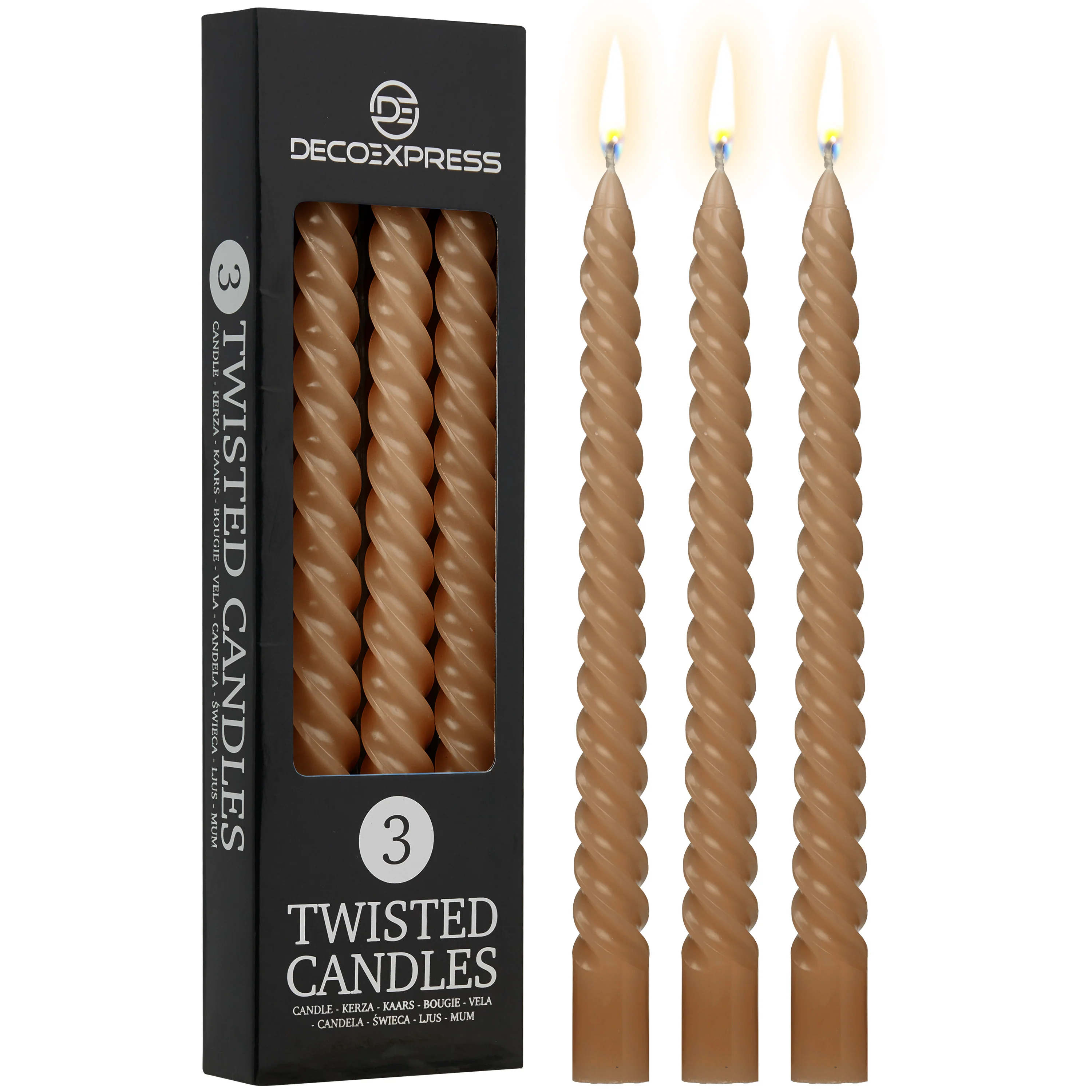 DECO EXPRESS Dinner Candles Pack of 3 or 6 Twisted Non Drip Coloured Spiral Candles Long Lasting 6 Hours Burn Non Scented (Pack of 3) - Image 56