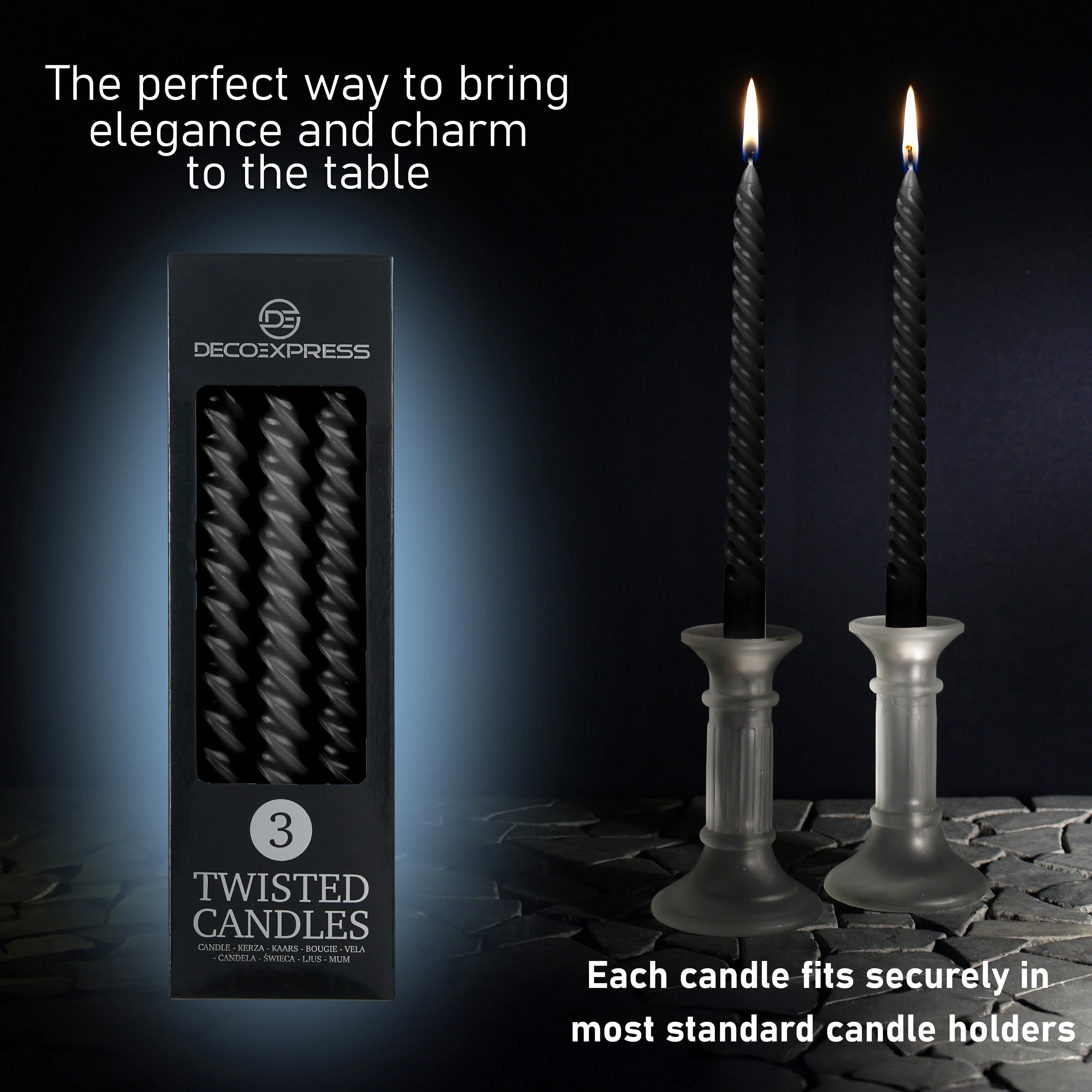DECO EXPRESS Dinner Candles Pack of 3 or 6 Twisted Non Drip Coloured Spiral Candles Long Lasting 6 Hours Burn Non Scented (Pack of 3) - Image 65