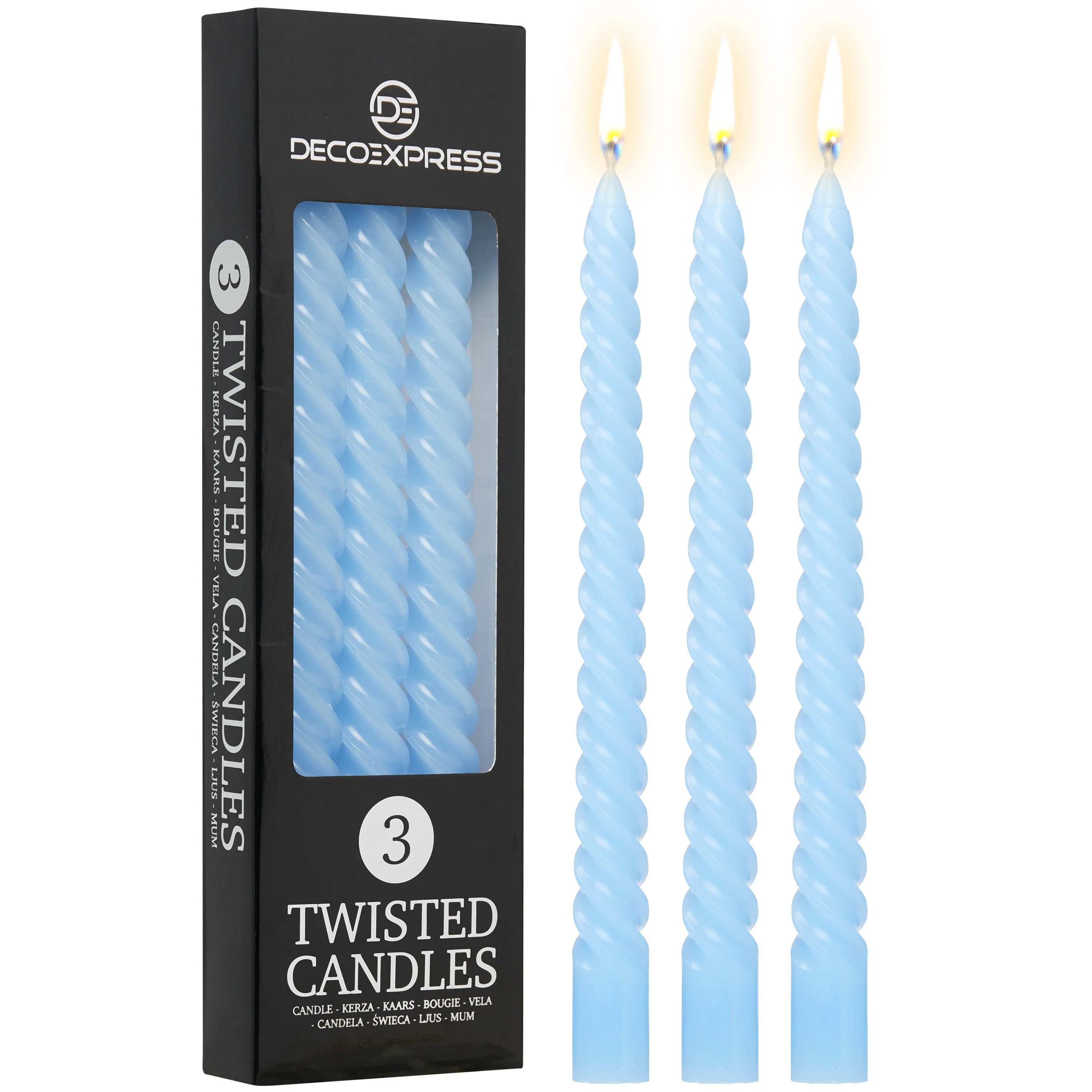 DECO EXPRESS Dinner Candles Pack of 3 or 6 Twisted Non Drip Coloured Spiral Candles Long Lasting 6 Hours Burn Non Scented (Pack of 3) - Image 74