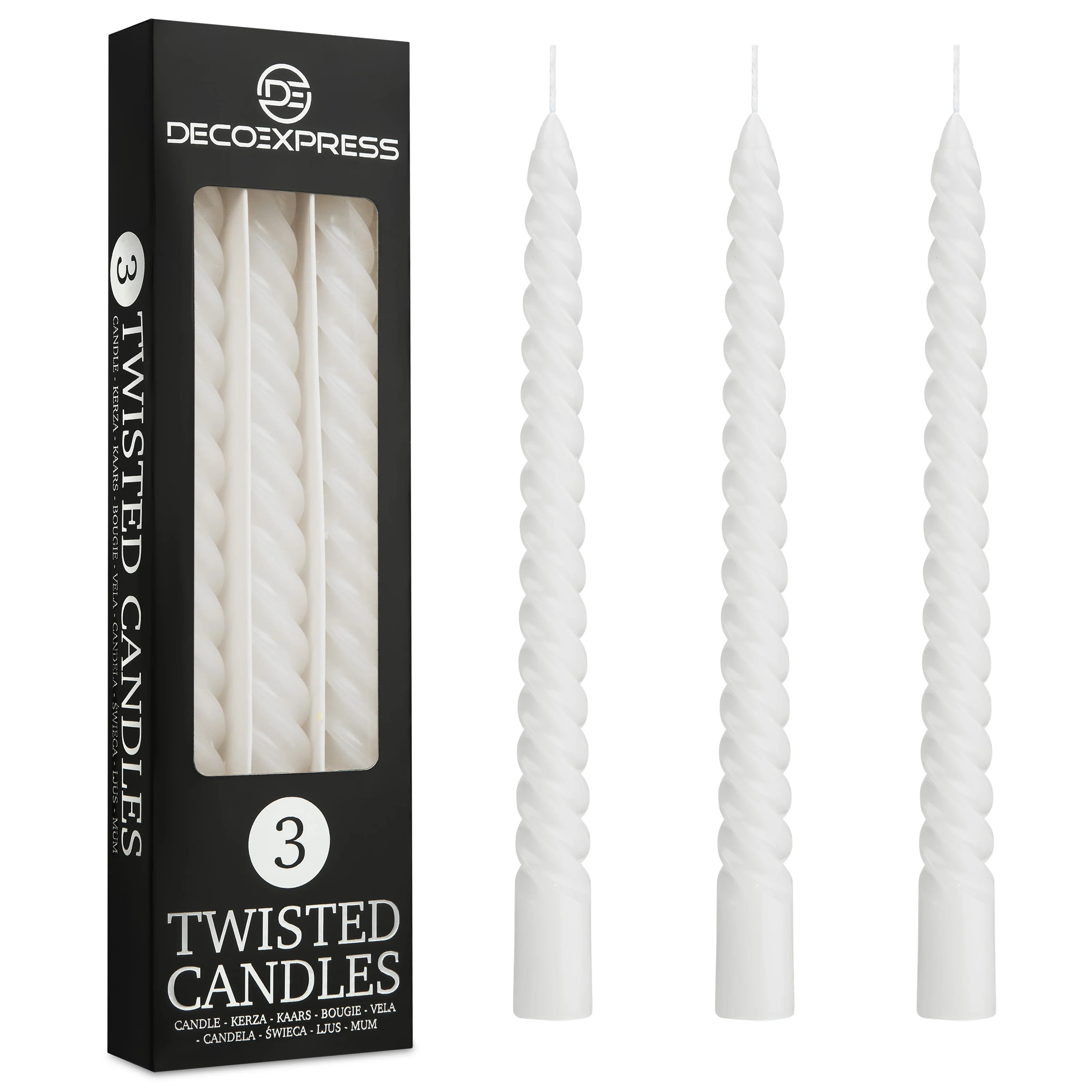 DECO EXPRESS Dinner Candles Pack of 3 or 6 Twisted Non Drip Coloured Spiral Candles Long Lasting 6 Hours Burn Non Scented (Pack of 3) - Image 8