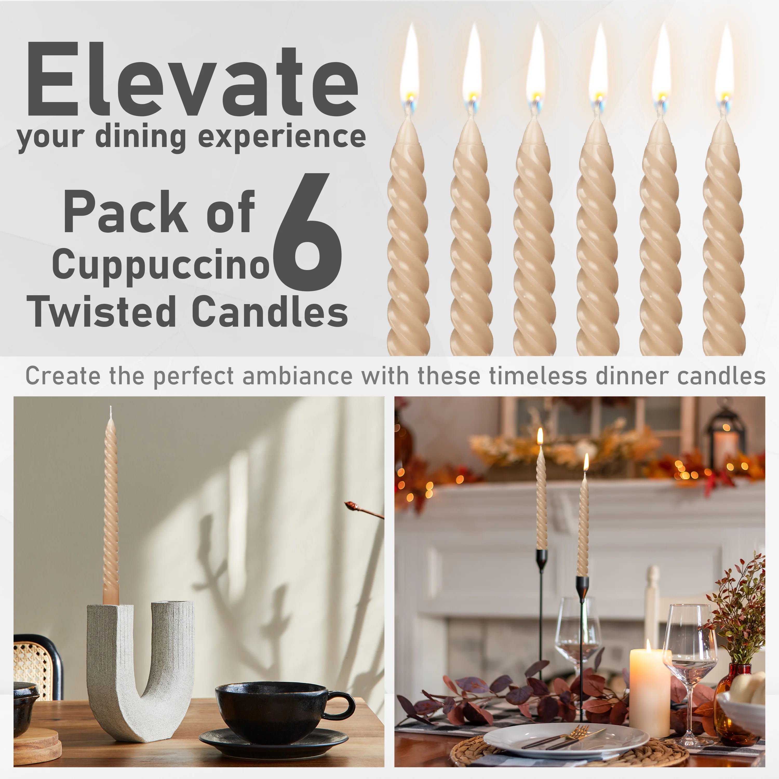 DECO EXPRESS Dinner Candles Pack of 3 or 6 Twisted Non Drip Coloured Spiral Candles Long Lasting 6 Hours Burn Non Scented (Pack of 6) - Image 101