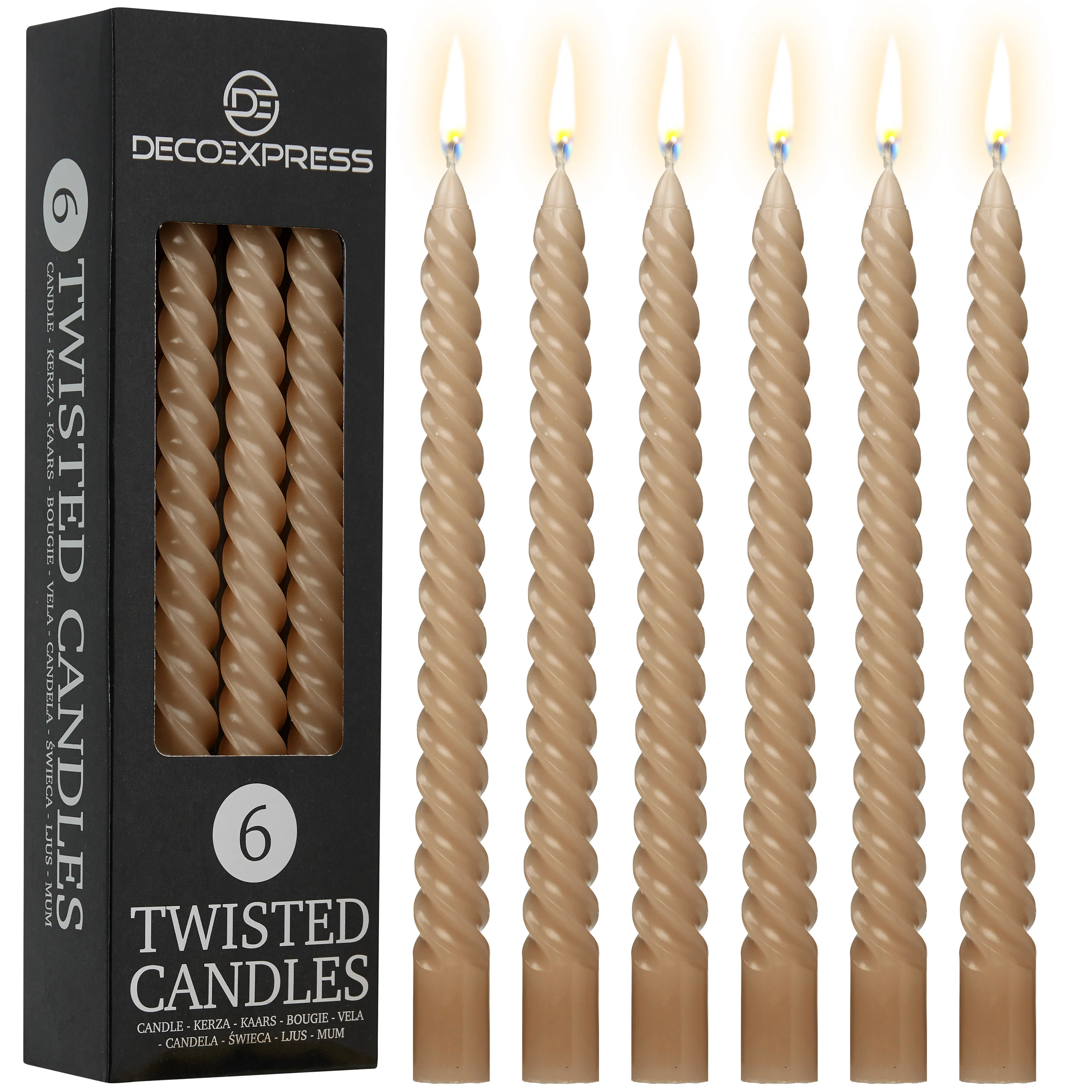 DECO EXPRESS Dinner Candles Pack of 3 or 6 Twisted Non Drip Coloured Spiral Candles Long Lasting 6 Hours Burn Non Scented (Pack of 6) - Image 104