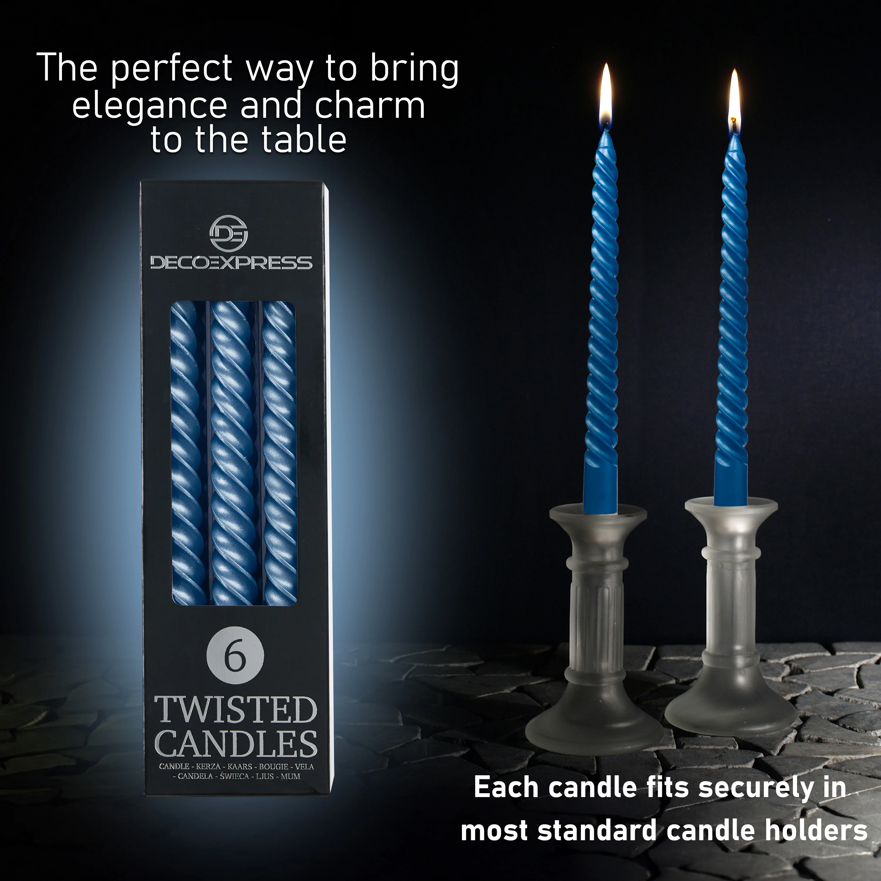 DECO EXPRESS Dinner Candles Pack of 3 or 6 Twisted Non Drip Coloured Spiral Candles Long Lasting 6 Hours Burn Non Scented (Pack of 6) - Image 129