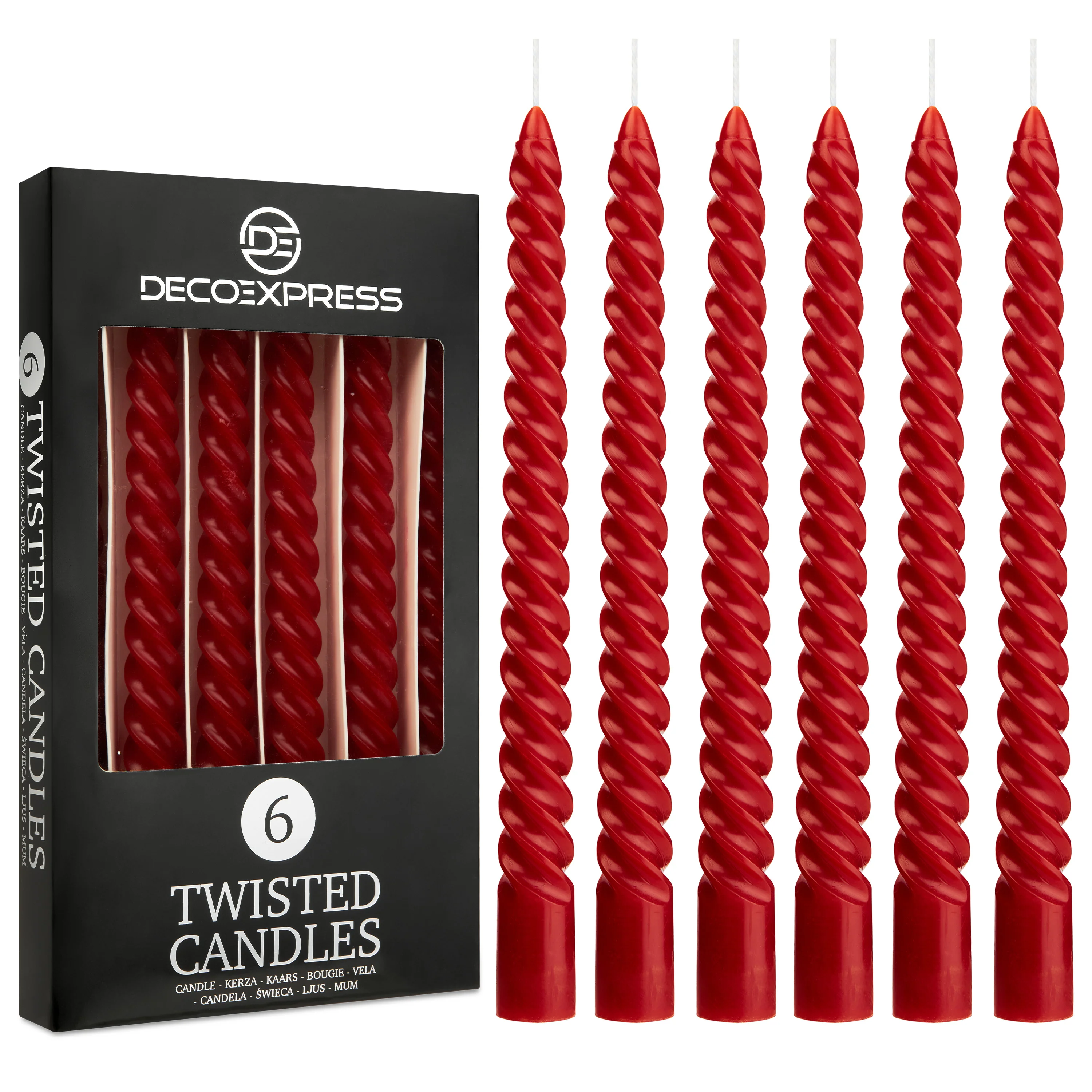 DECO EXPRESS Dinner Candles Pack of 3 or 6 Twisted Non Drip Coloured Spiral Candles Long Lasting 6 Hours Burn Non Scented (Pack of 6) - Image 2