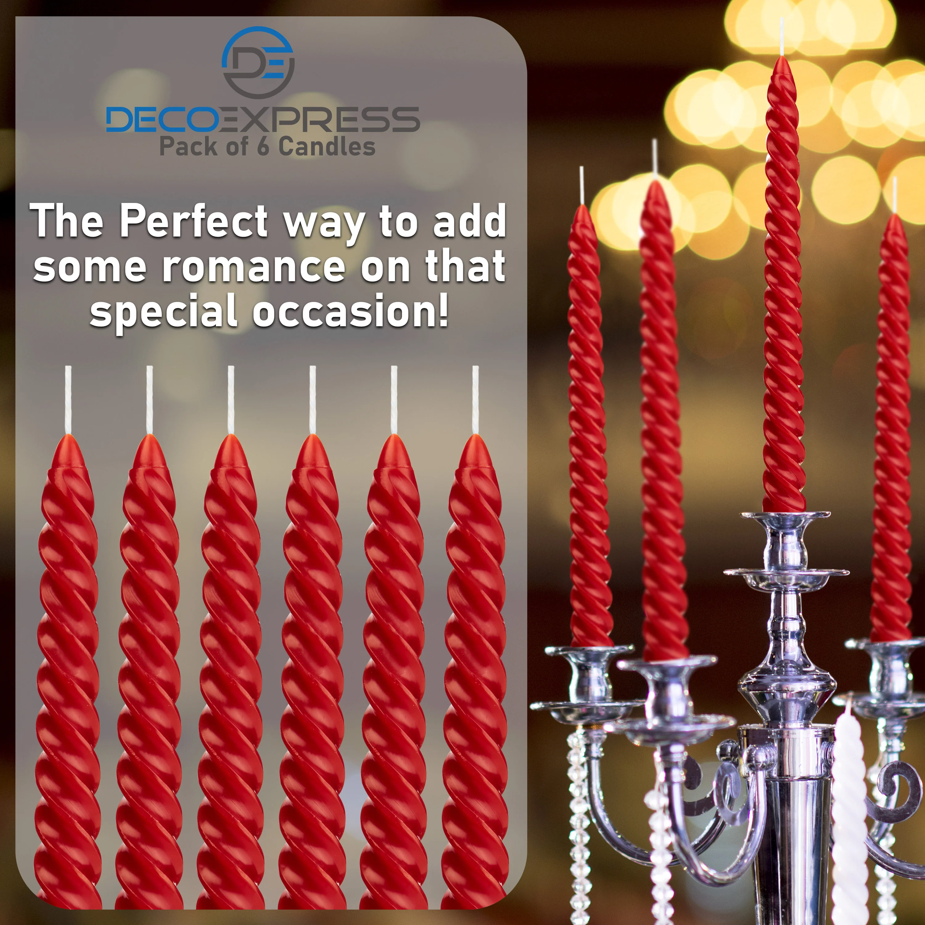DECO EXPRESS Dinner Candles Pack of 3 or 6 Twisted Non Drip Coloured Spiral Candles Long Lasting 6 Hours Burn Non Scented (Pack of 6) - Image 6