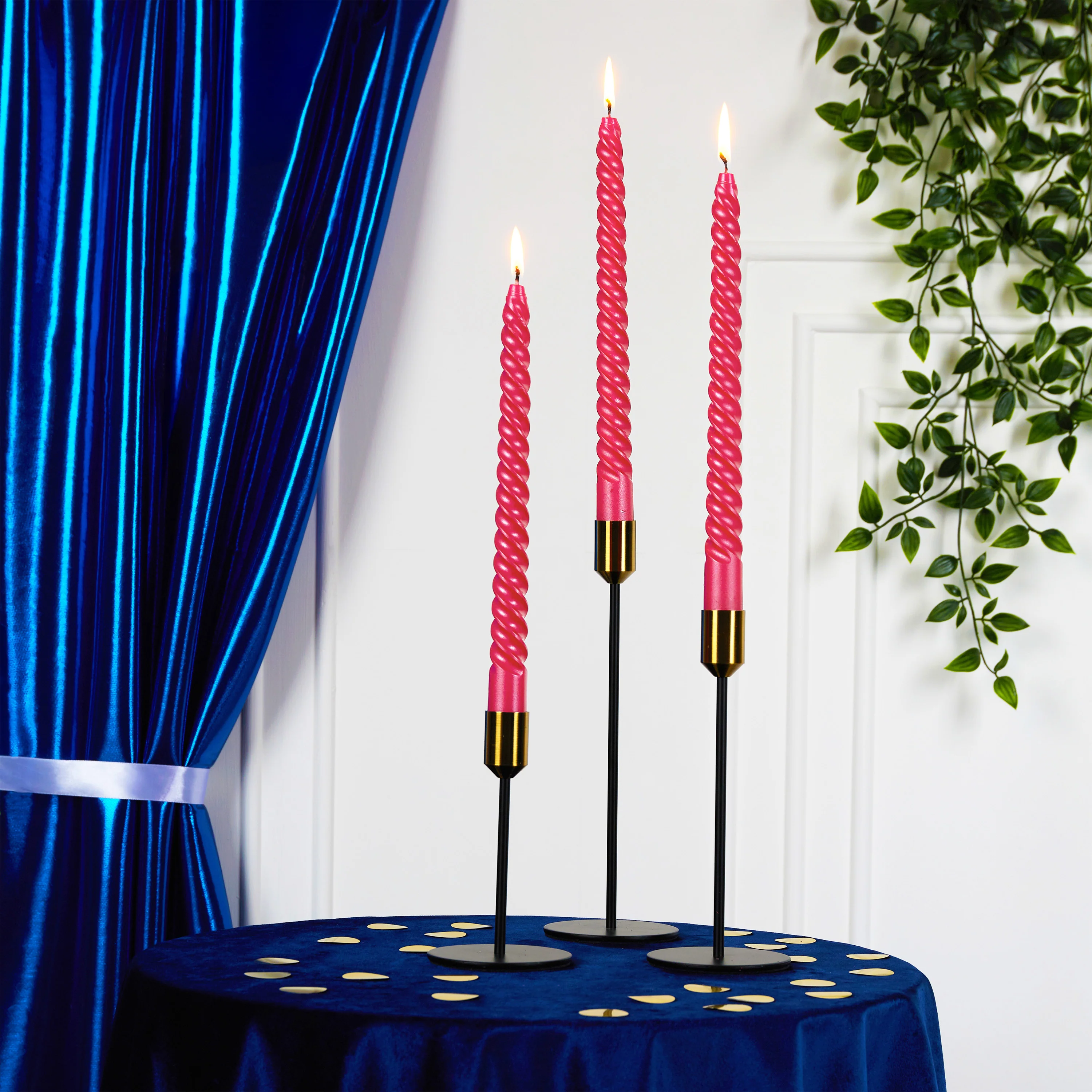 DECO EXPRESS Dinner Candles Pack of 3 or 6 Twisted Non Drip Coloured Spiral Candles Long Lasting 6 Hours Burn Non Scented (Pack of 6) - Image 72