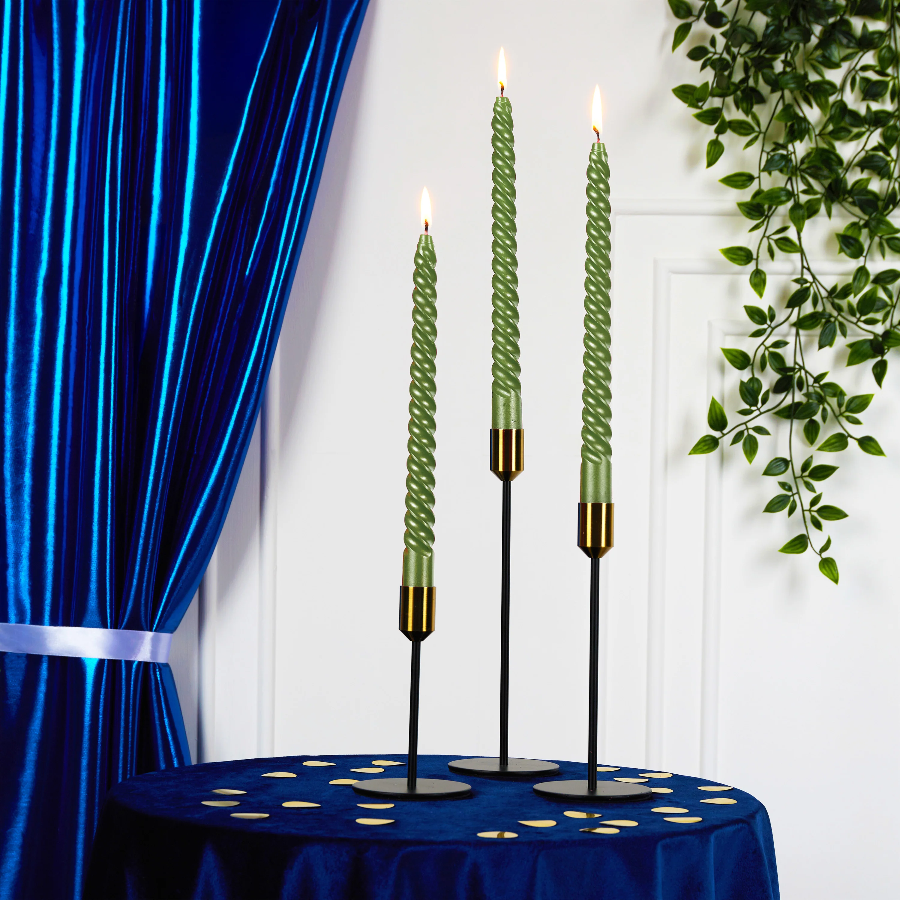DECO EXPRESS Dinner Candles Pack of 3 or 6 Twisted Non Drip Coloured Spiral Candles Long Lasting 6 Hours Burn Non Scented (Pack of 6) - Image 84
