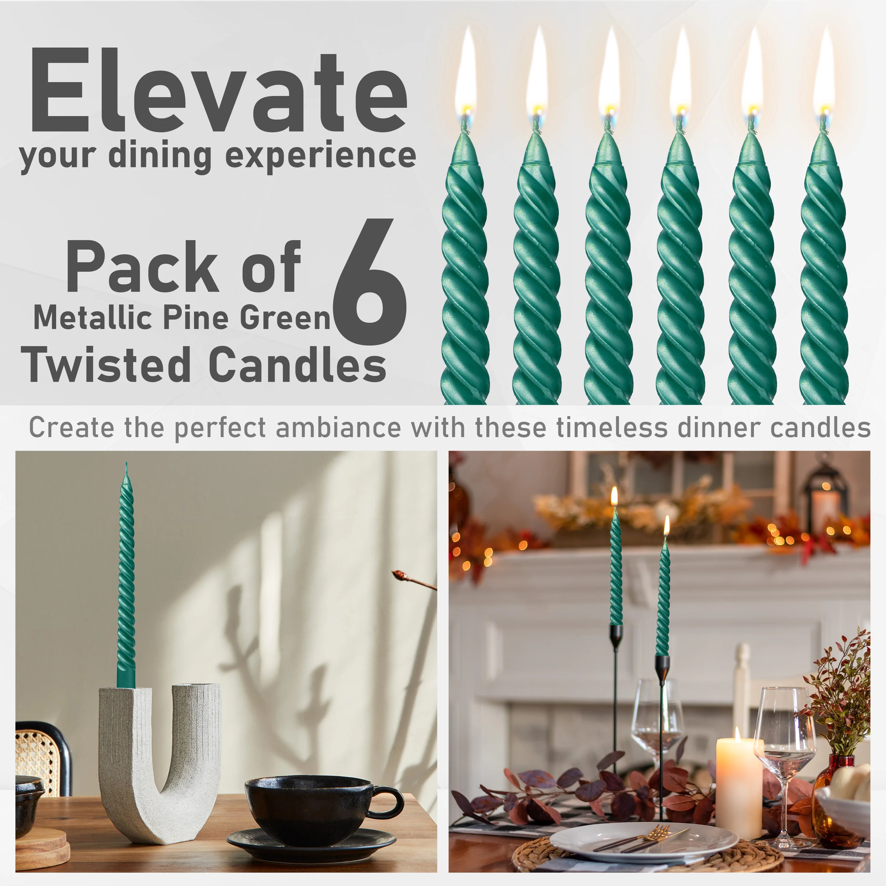 DECO EXPRESS Dinner Candles Pack of 3 or 6 Twisted Non Drip Coloured Spiral Candles Long Lasting 6 Hours Burn Non Scented (Pack of 6) - Image 89