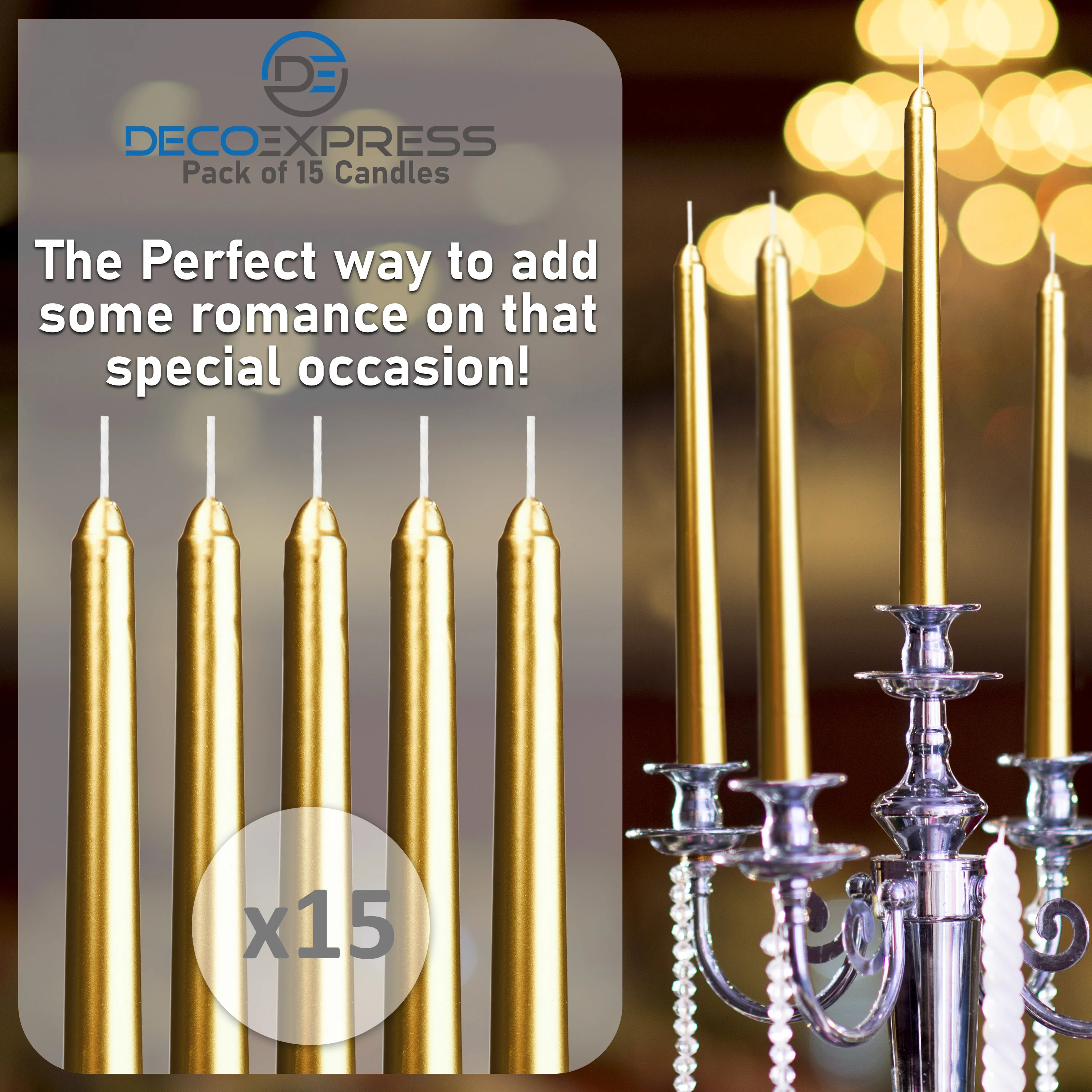 DECO EXPRESS Candles Set Classic Dripless Tapered Metallic Unscented 8H Burning Time, Decorative Dinner Candles for Restaurant Home Christmas - Image 5