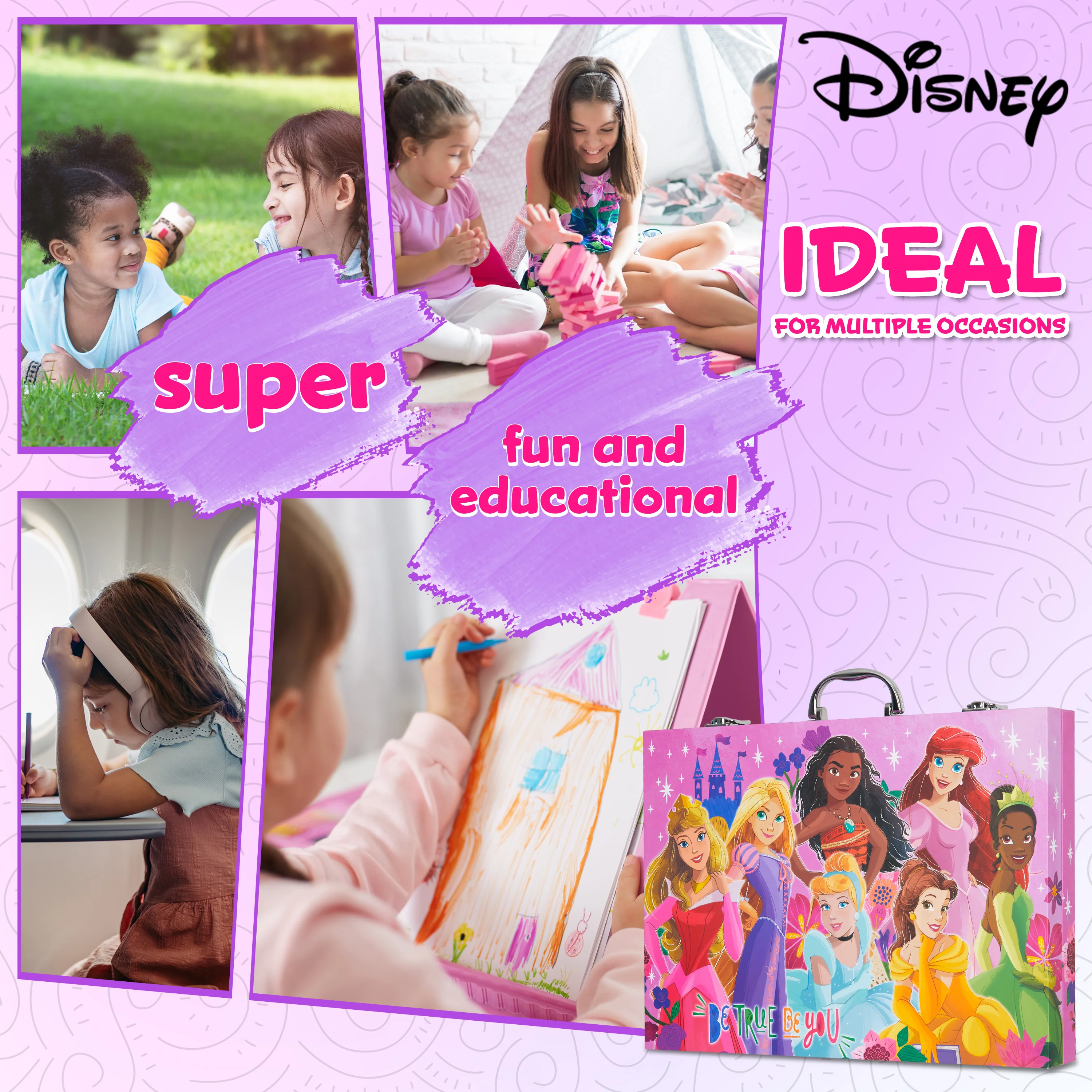 Disney Art Set for Kids 130+ Pieces Colouring Pencils - Multi Princess Set - Image 5