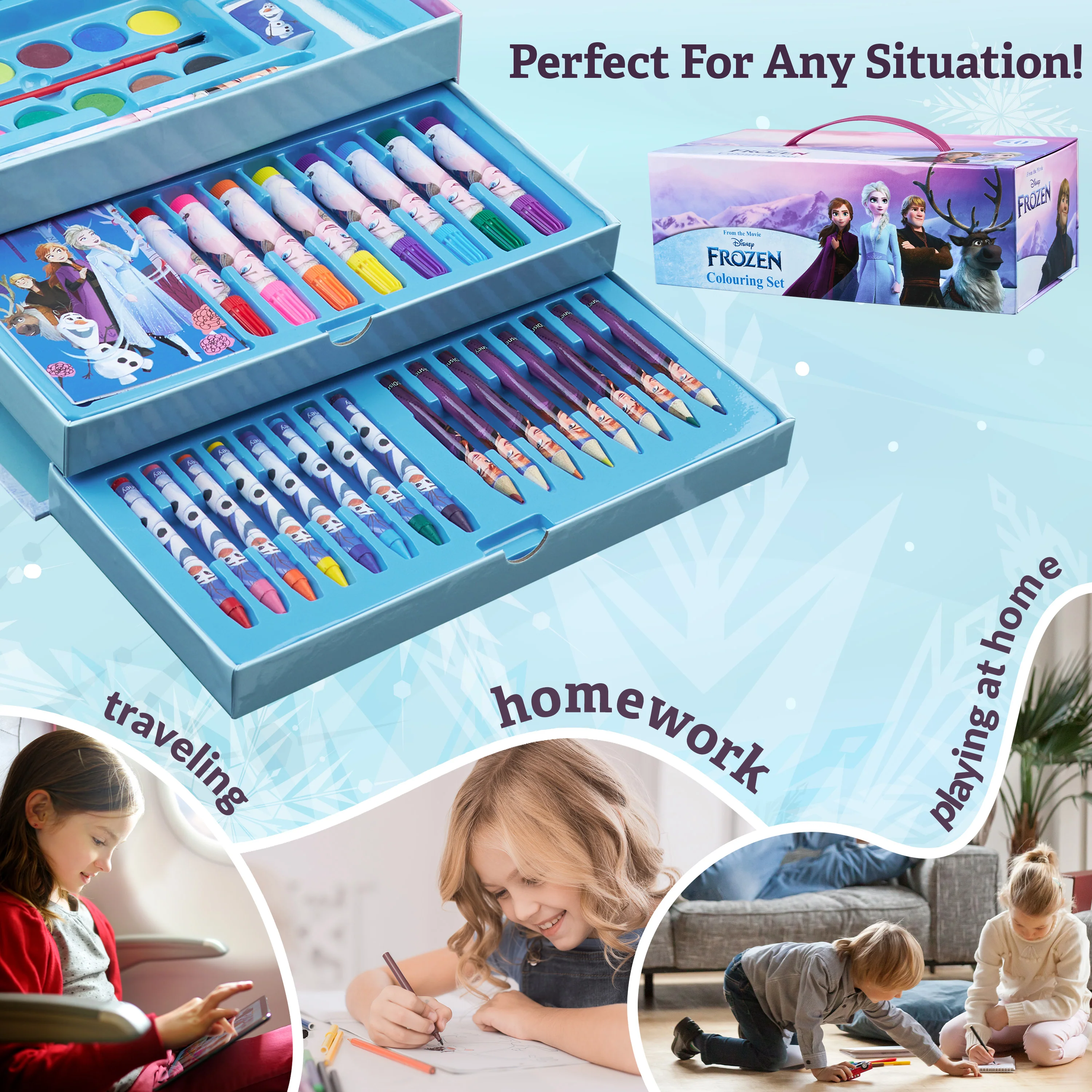 Disney Art Set, Frozen Colouring Sets for Children with Over 40 Art Supplies - Image 4