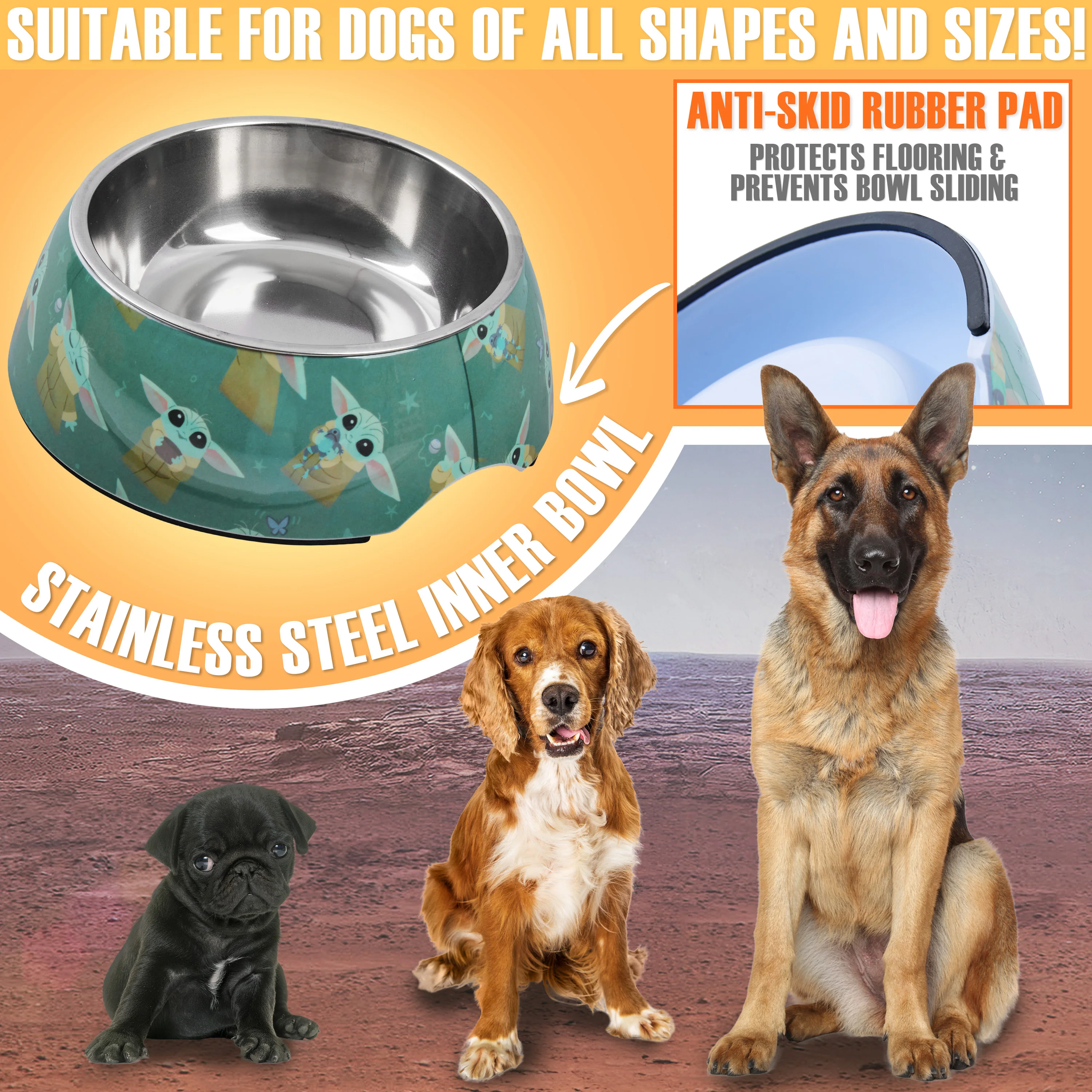 Disney Baby Yoda Dog Toy and Food Bowl Set, Squeaky Soft Toy Non Slip - Dog Gifts - Image 3