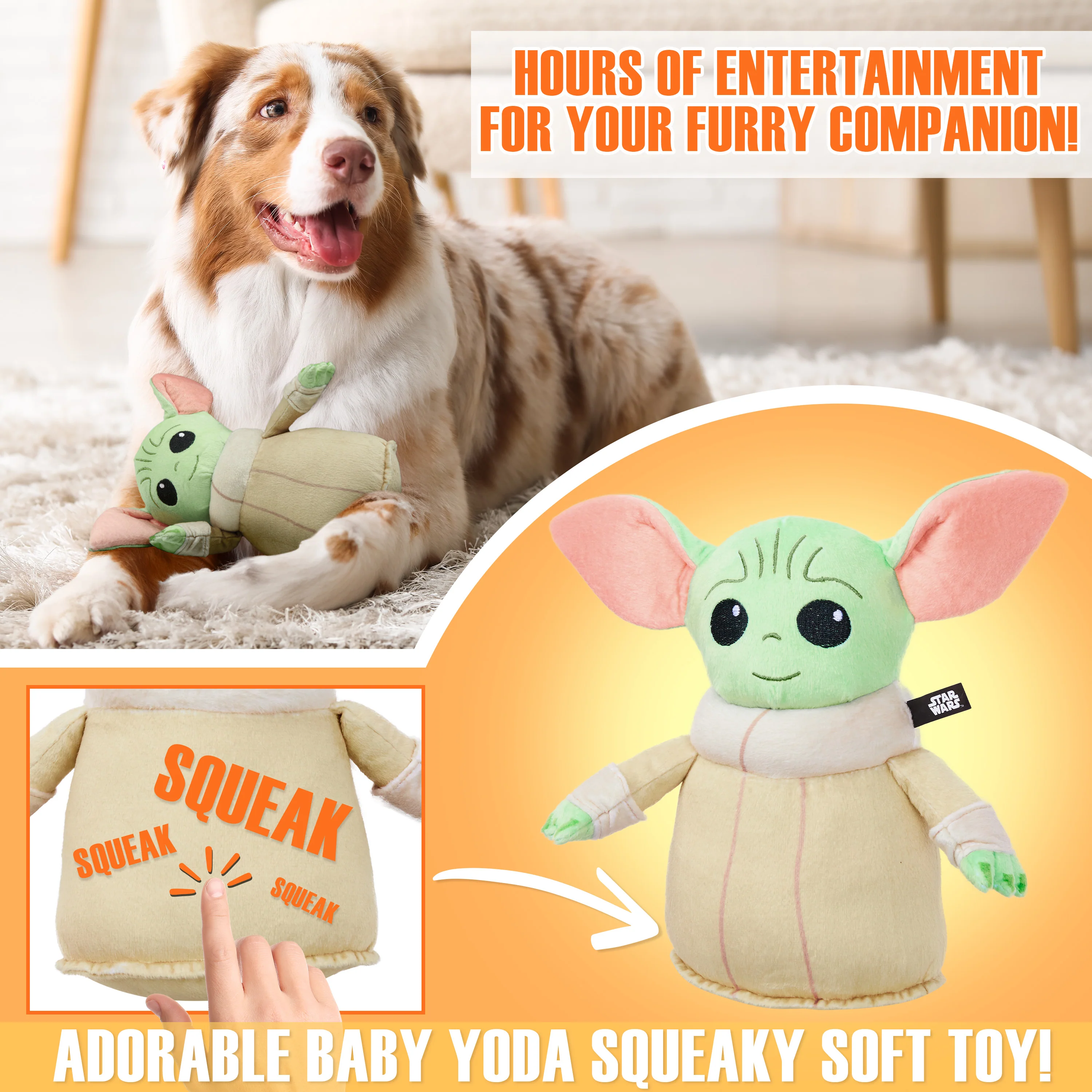 Disney Baby Yoda Dog Toy and Food Bowl Set, Squeaky Soft Toy Non Slip - Dog Gifts - Image 4
