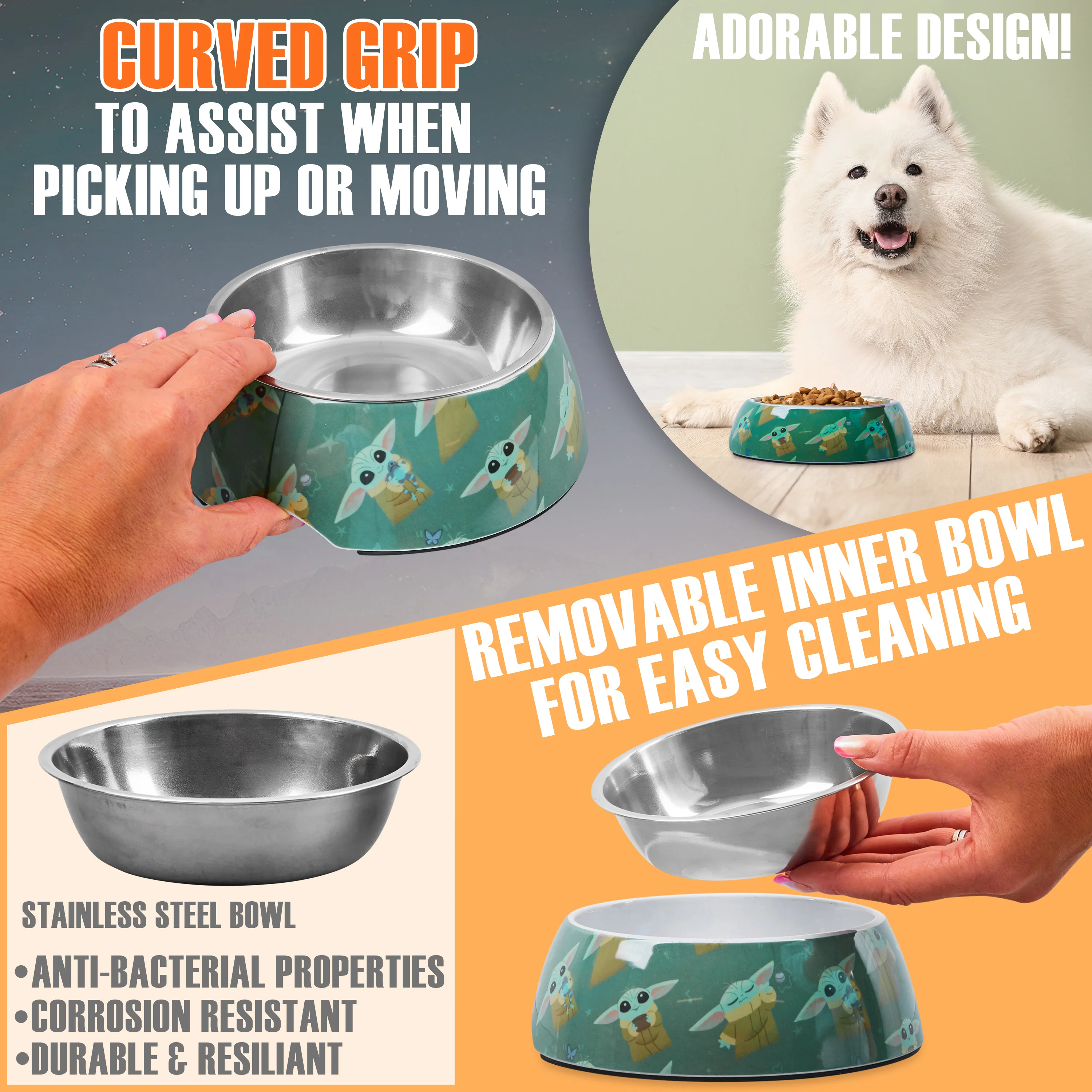 Disney Baby Yoda Dog Toy and Food Bowl Set, Squeaky Soft Toy Non Slip - Dog Gifts - Image 5