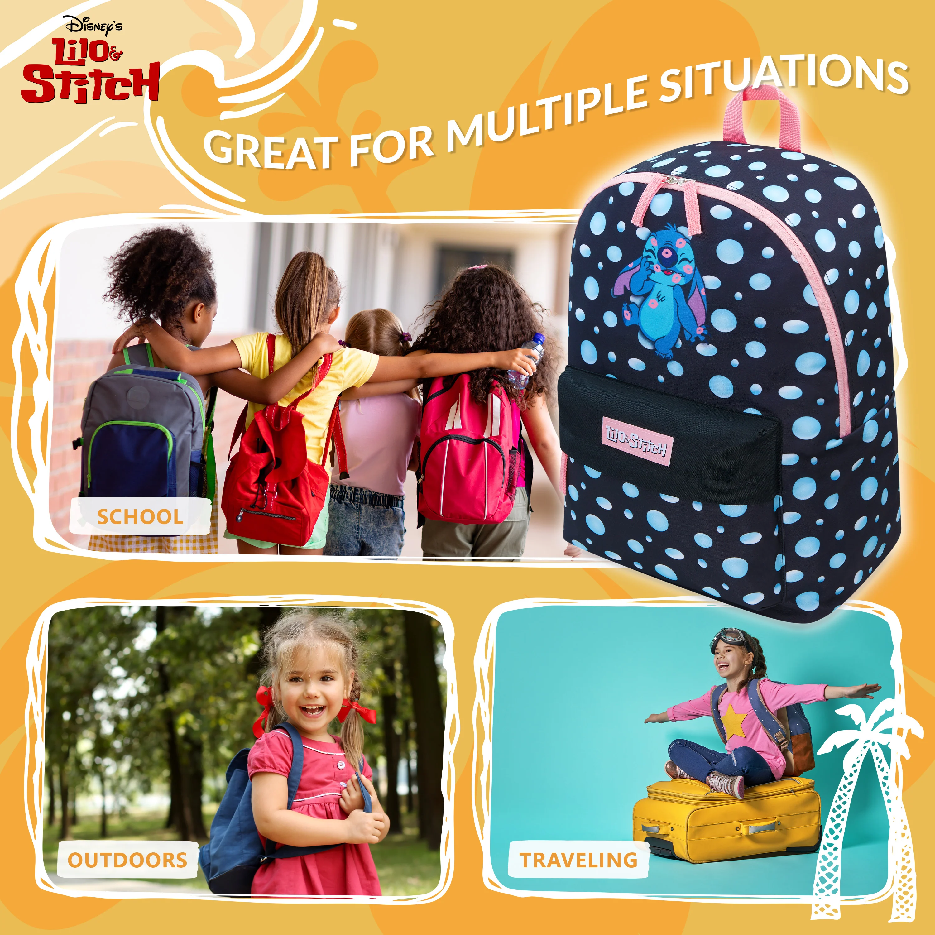 Disney Backpack for Girls, Stitch School Bags for Girls - Image 6