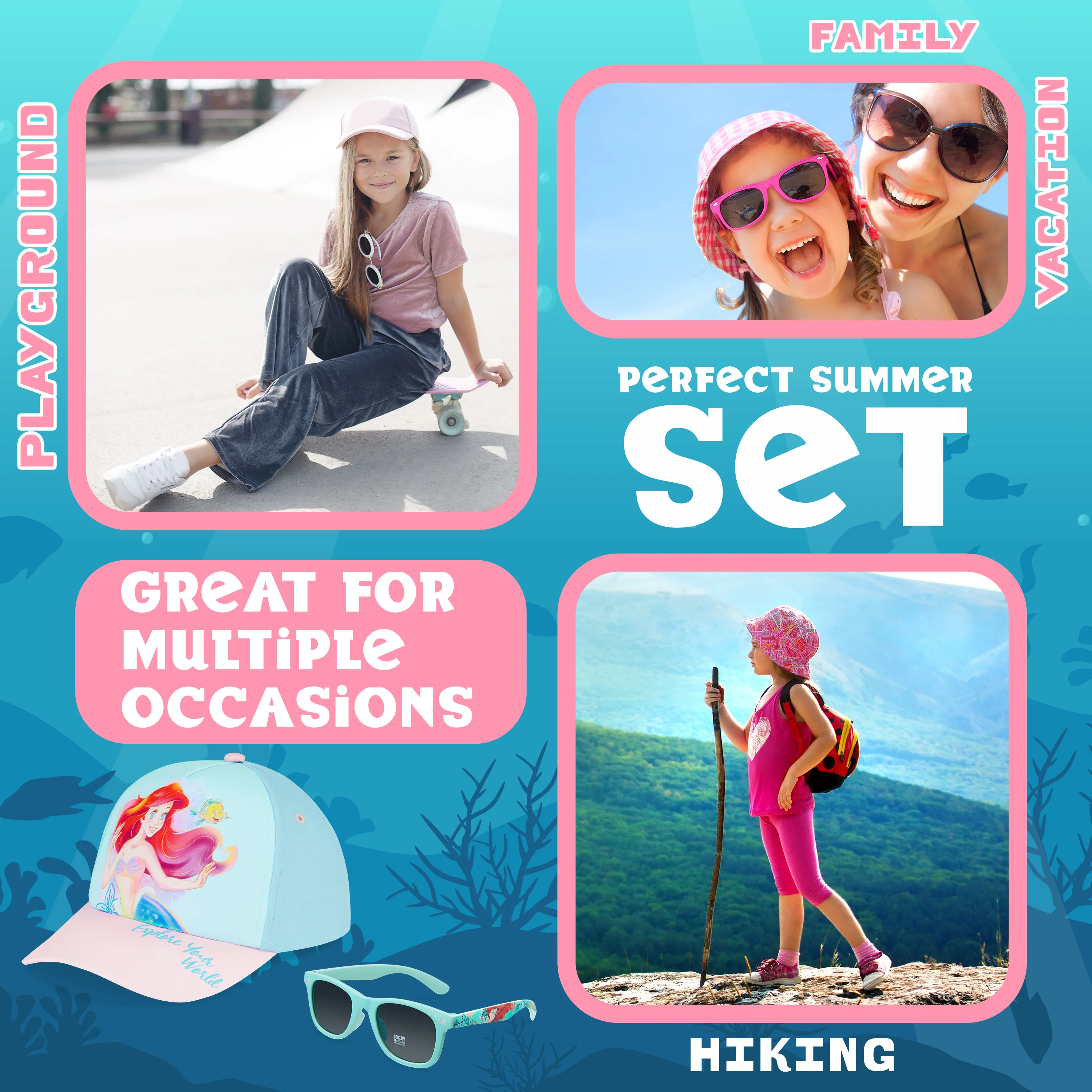 Disney Baseball Cap and Kids Sunglasses for Girls - The Little Mermaid - Image 5