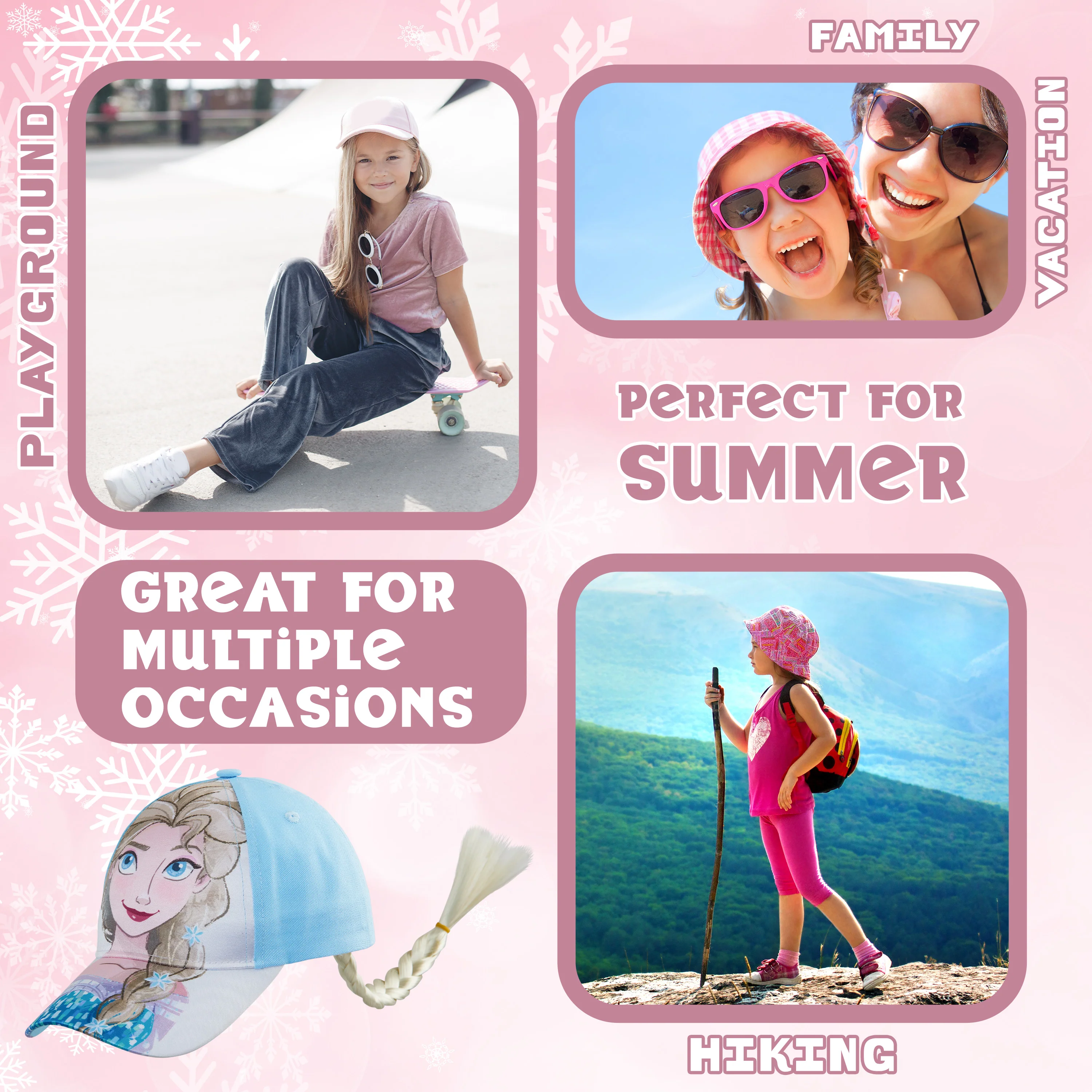 Disney Baseball Cap for Girls with Removable Plait - Elsa - Image 5