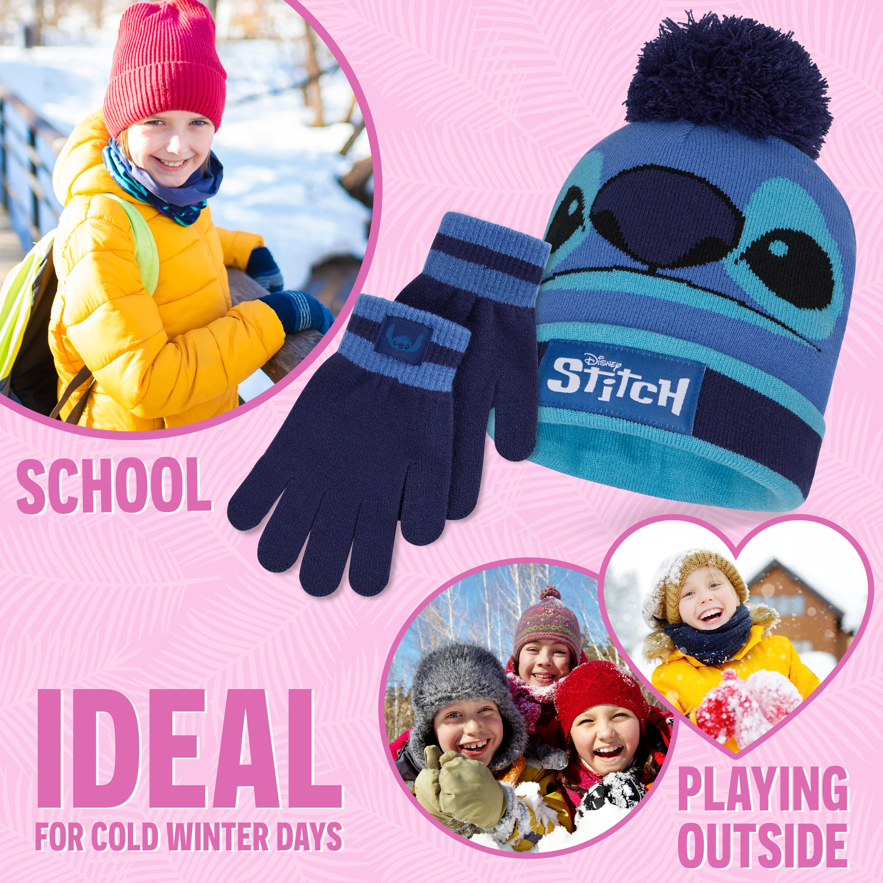 Disney Beanie Hat and Gloves Set Kids - Blue Stitch-2 Pieces - Image 5