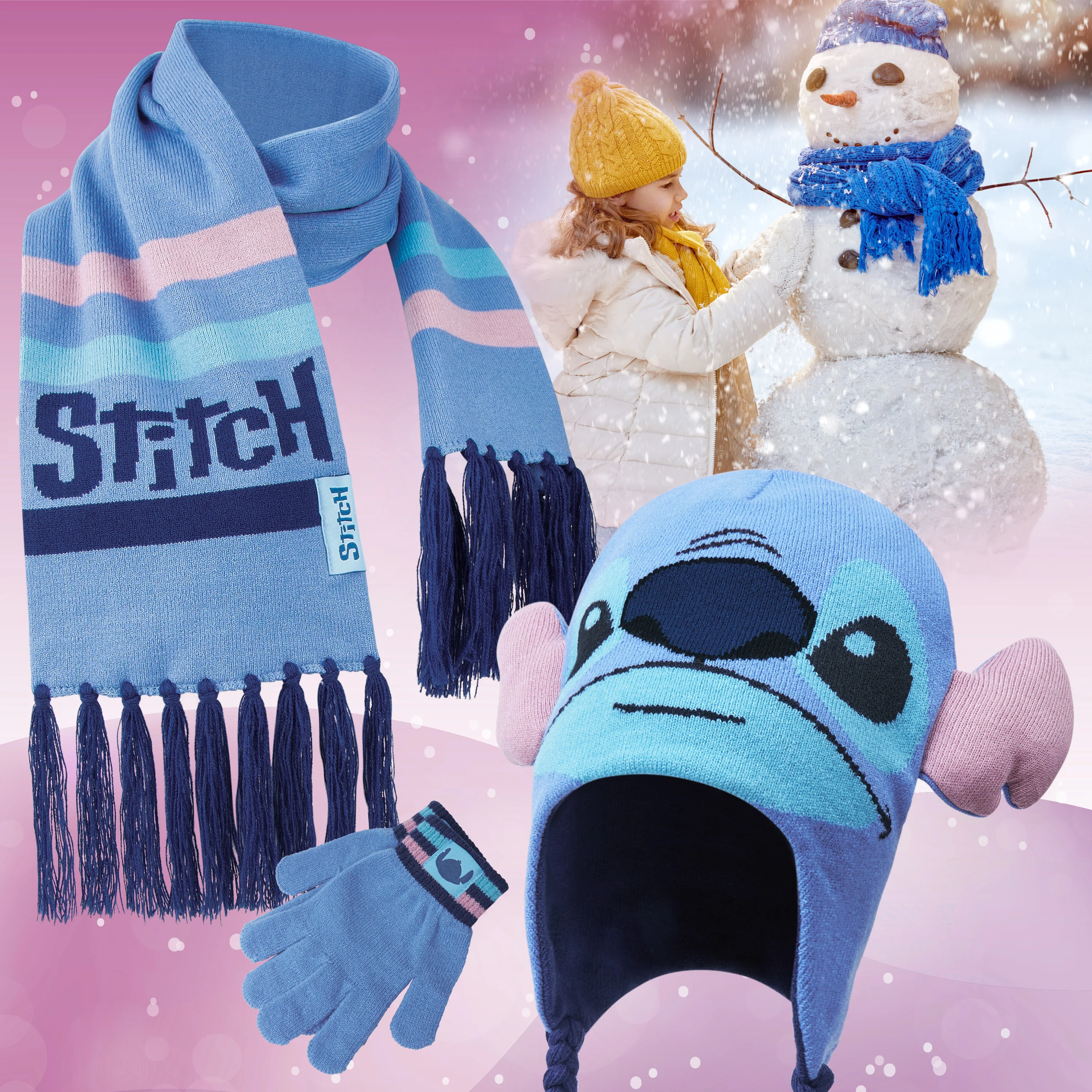 Disney Stitch Girls Beanie Scarf Teenagers Kids Gloves Winter Accessories School Travel Stitch Gifts, Choose from Sets - Image 4