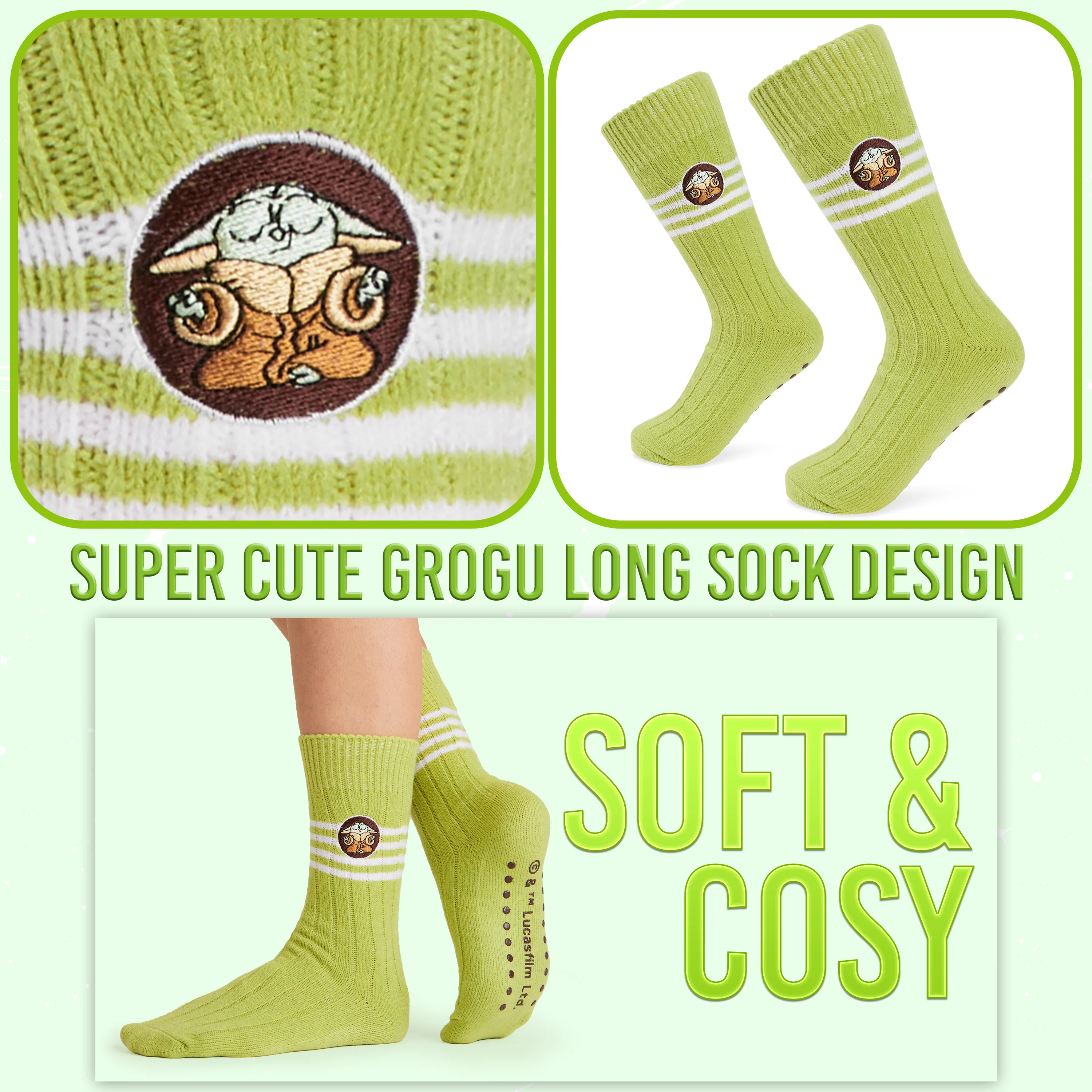 Disney Bed Socks for Women, Non Slip Socks - Baby Yoda - Image 4