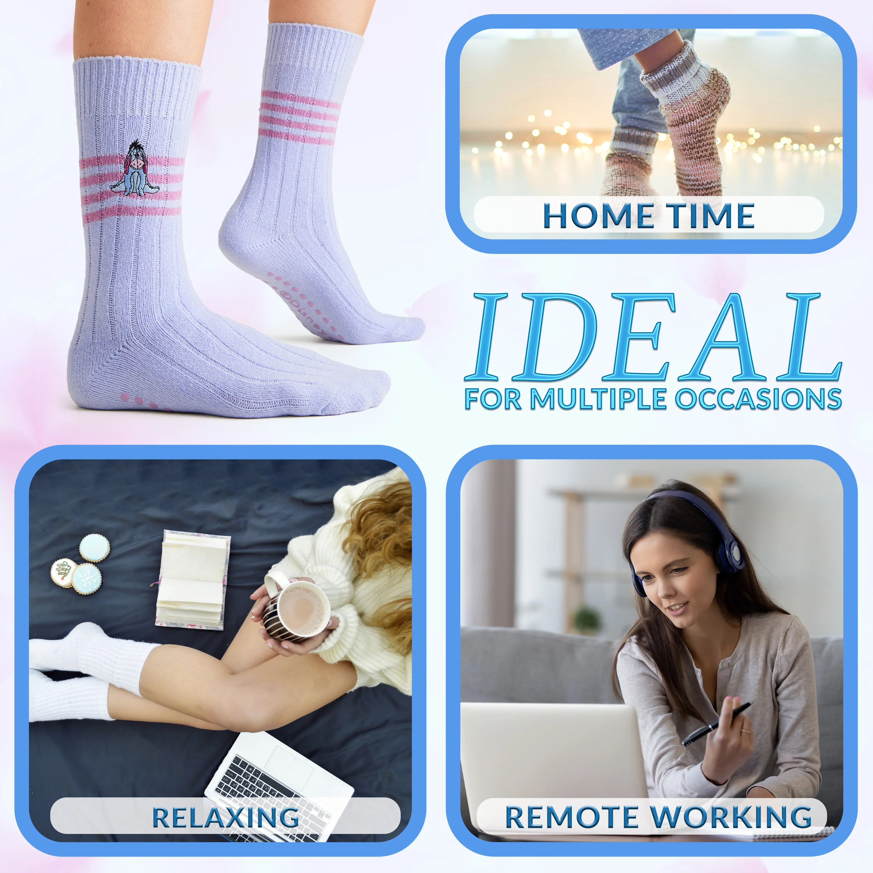 Disney Bed Socks for Women, Non Slip Socks - Eeyore - Image 5