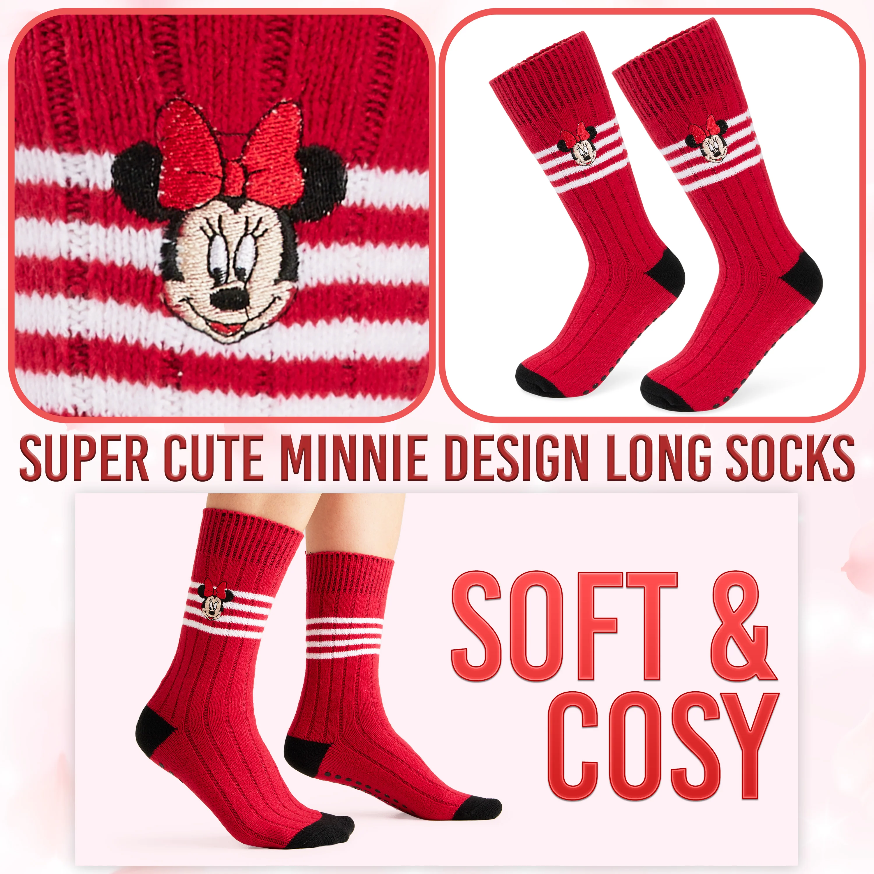 Disney Bed Socks for Women, Non Slip Socks - Minnie - Image 4