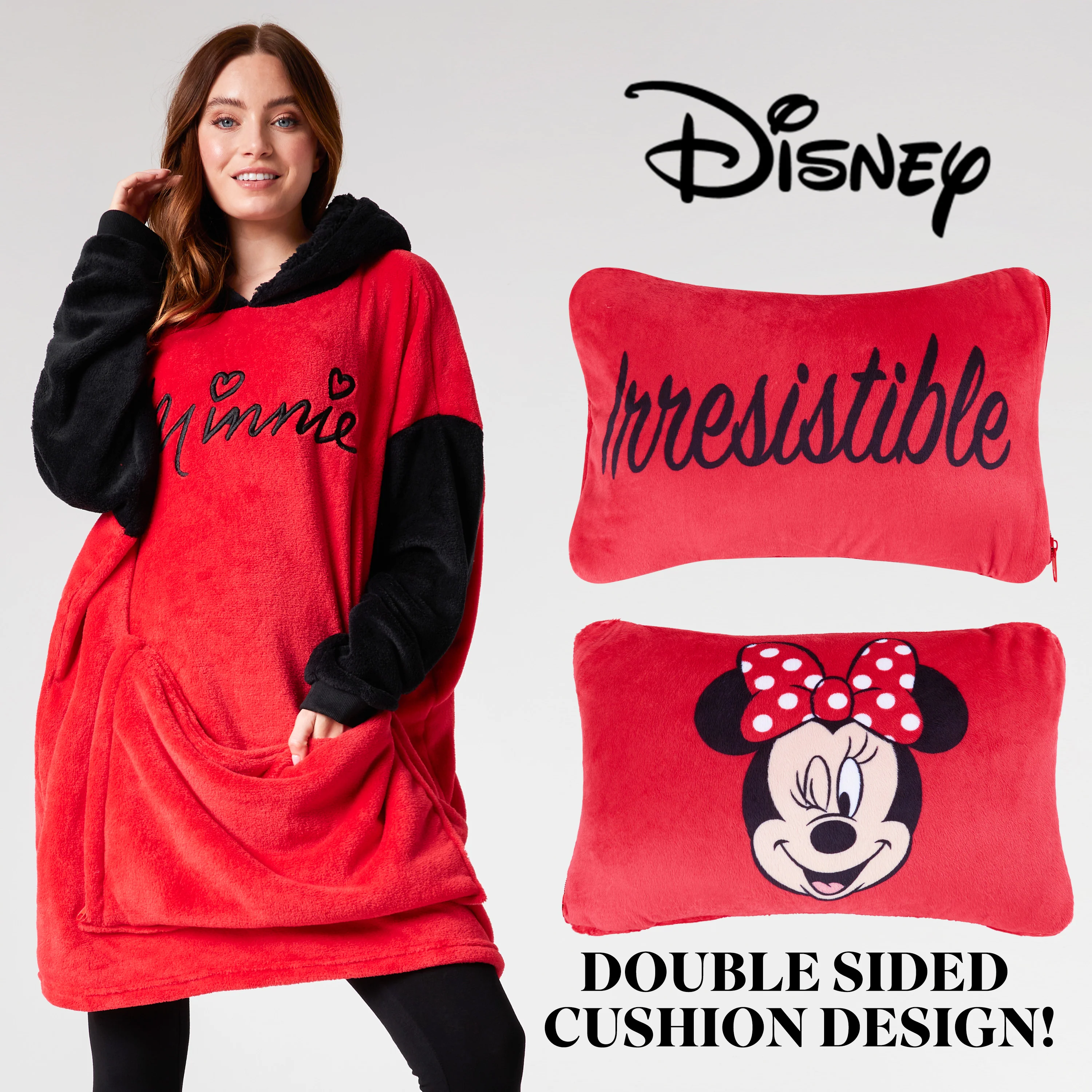 Disney Blanket Hoodie - Adults 2 in 1 Oversized Fleece Hoodie - Minnie - Image 3