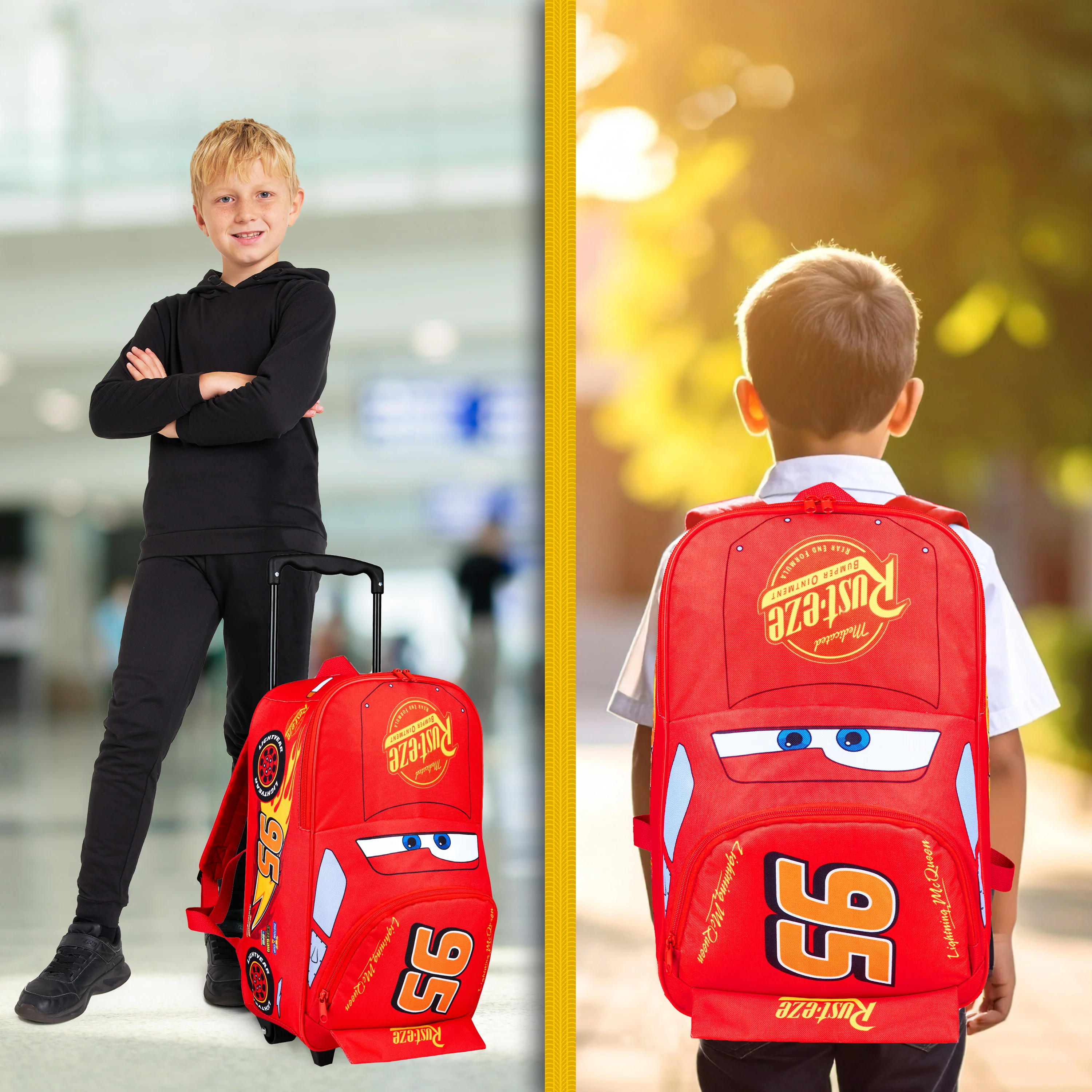 Disney Cars Suitcase Kids Trolley Backpack Wheeled Travel Bag 42 x 30cm - Image 5