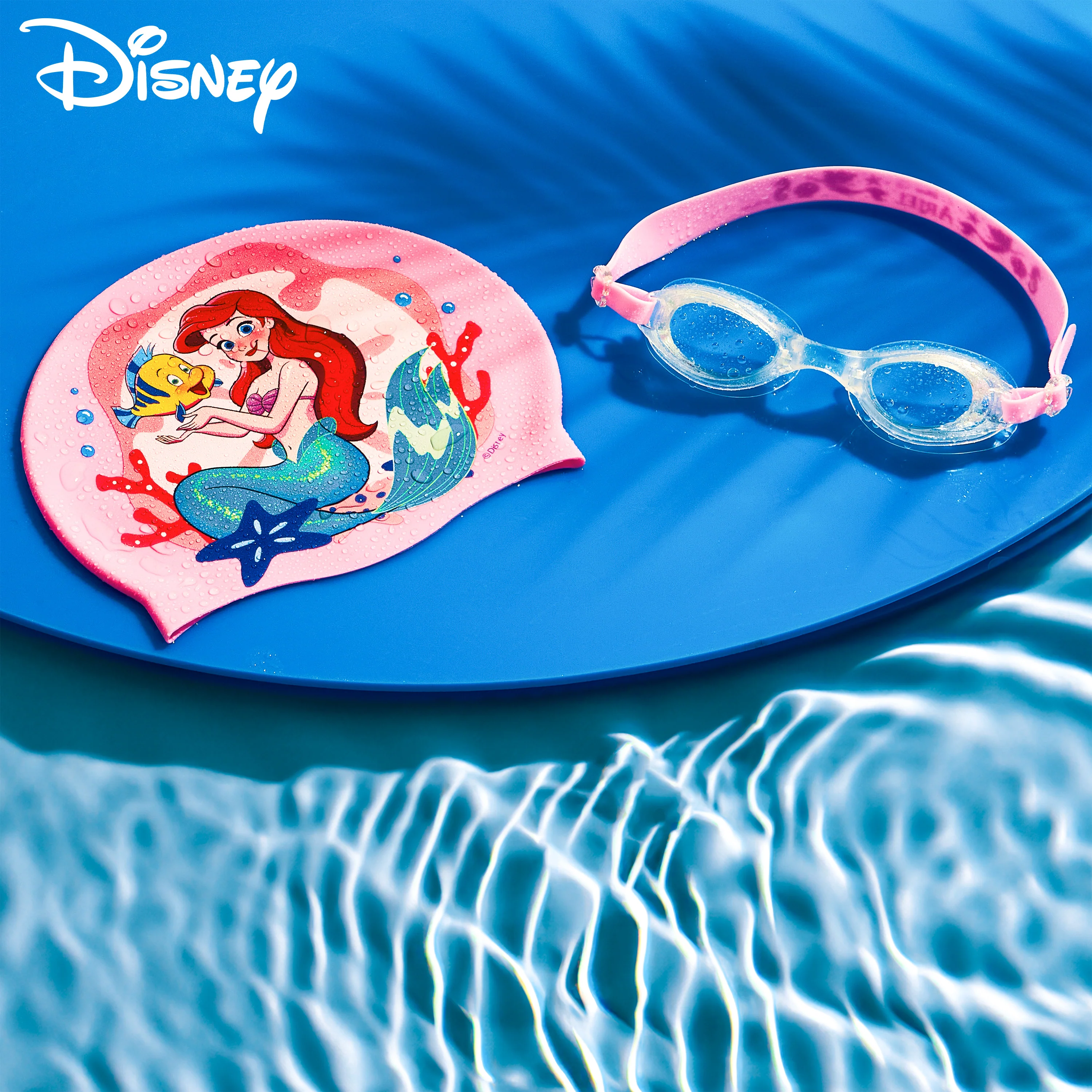 Disney Children's Swimming Goggles and Swimming Cap Set Anti-Fog UV Protection - ARIEL - Image 2