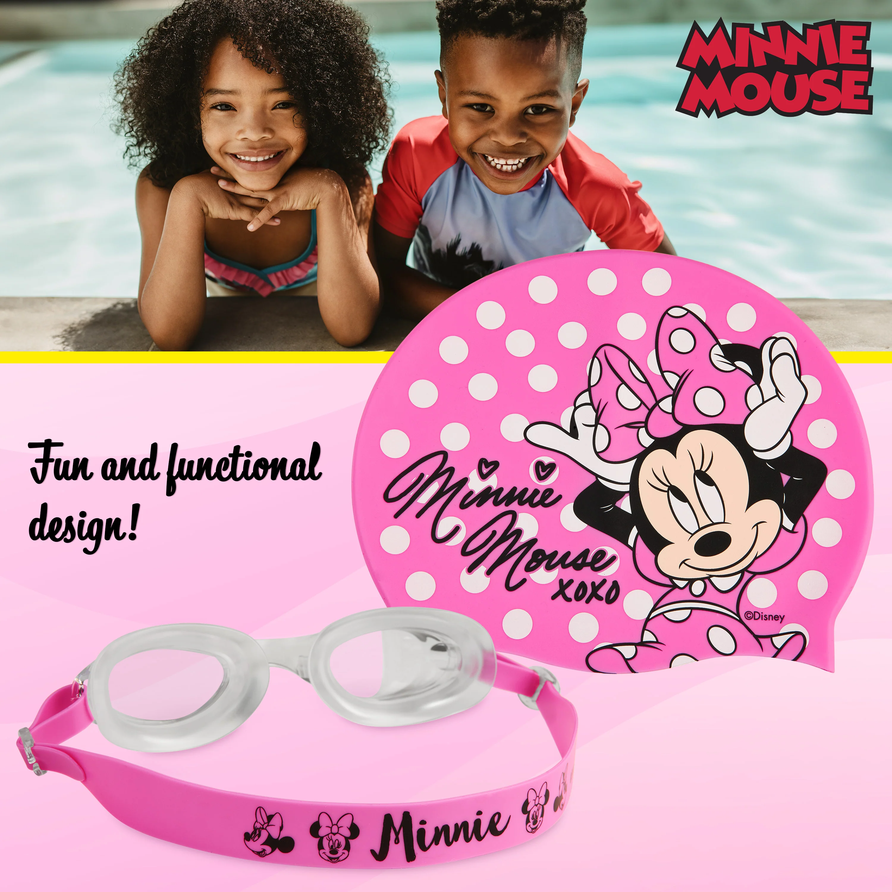 Disney Children's Swimming Goggles and Swimming Cap Set Anti-Fog UV Protection - MINNIE - Image 6