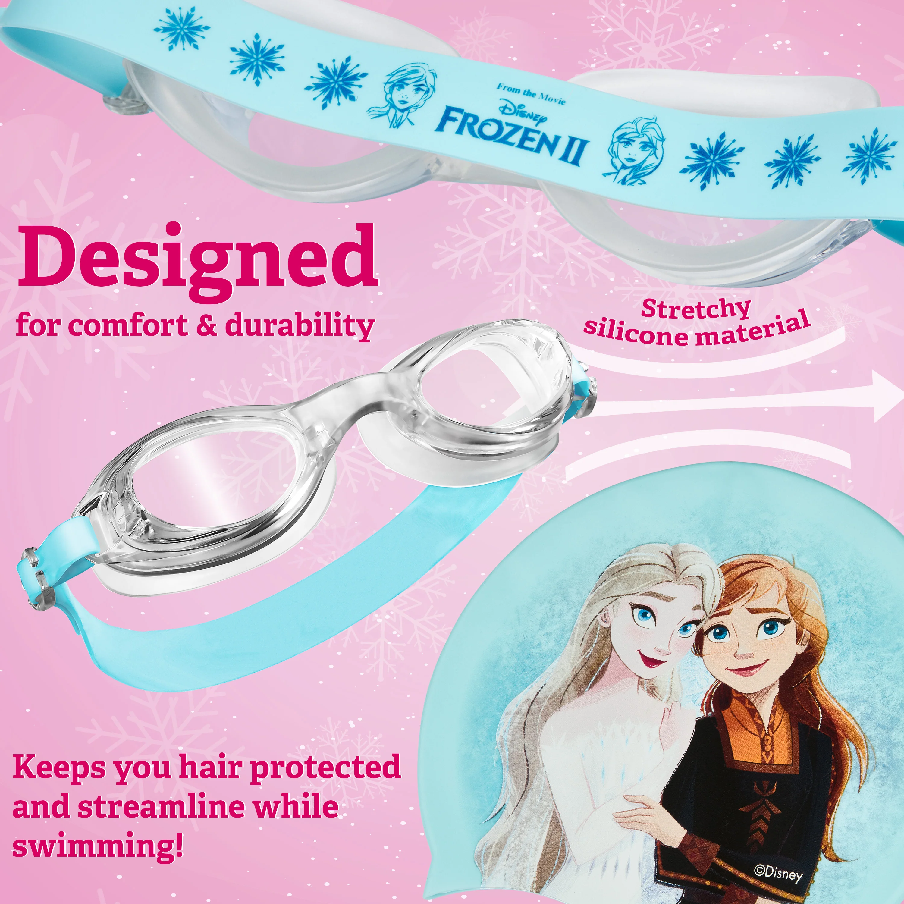 Disney Children's Swimming Goggles and Swimming Cap Set Anti-Fog UV Protection - FROZEN - Image 4