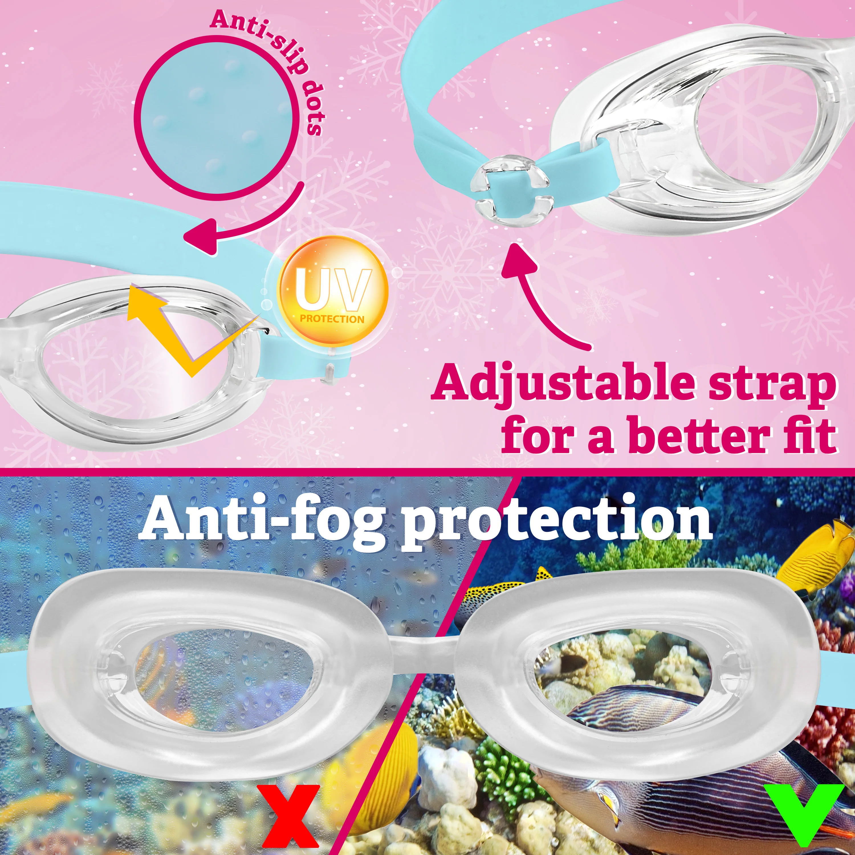Disney Children's Swimming Goggles and Swimming Cap Set Anti-Fog UV Protection - FROZEN - Image 5