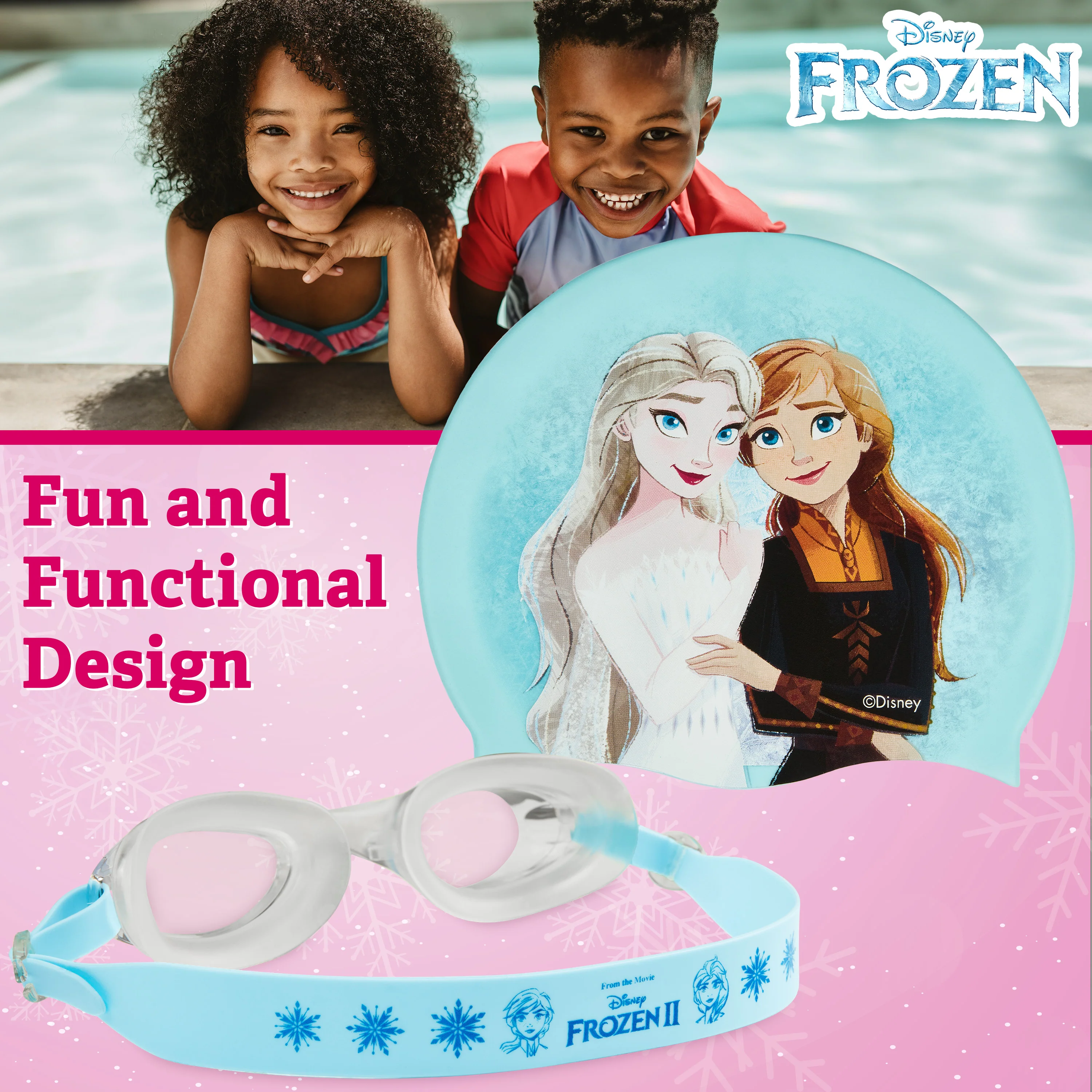 Disney Children's Swimming Goggles and Swimming Cap Set Anti-Fog UV Protection - FROZEN - Image 6