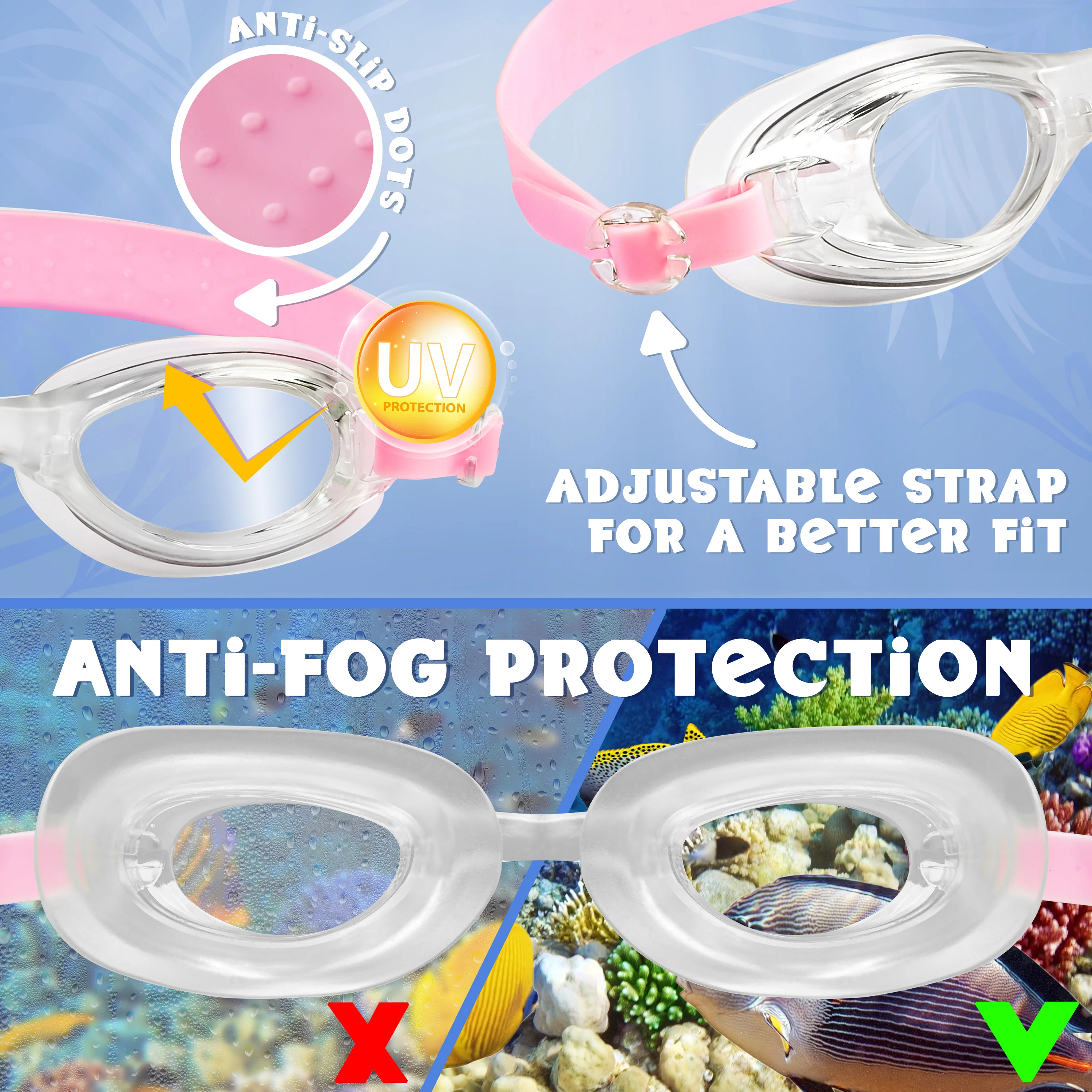 Disney Children's Swimming Goggles and Swimming Cap Set Anti-Fog UV Protection - STITCH - Image 5
