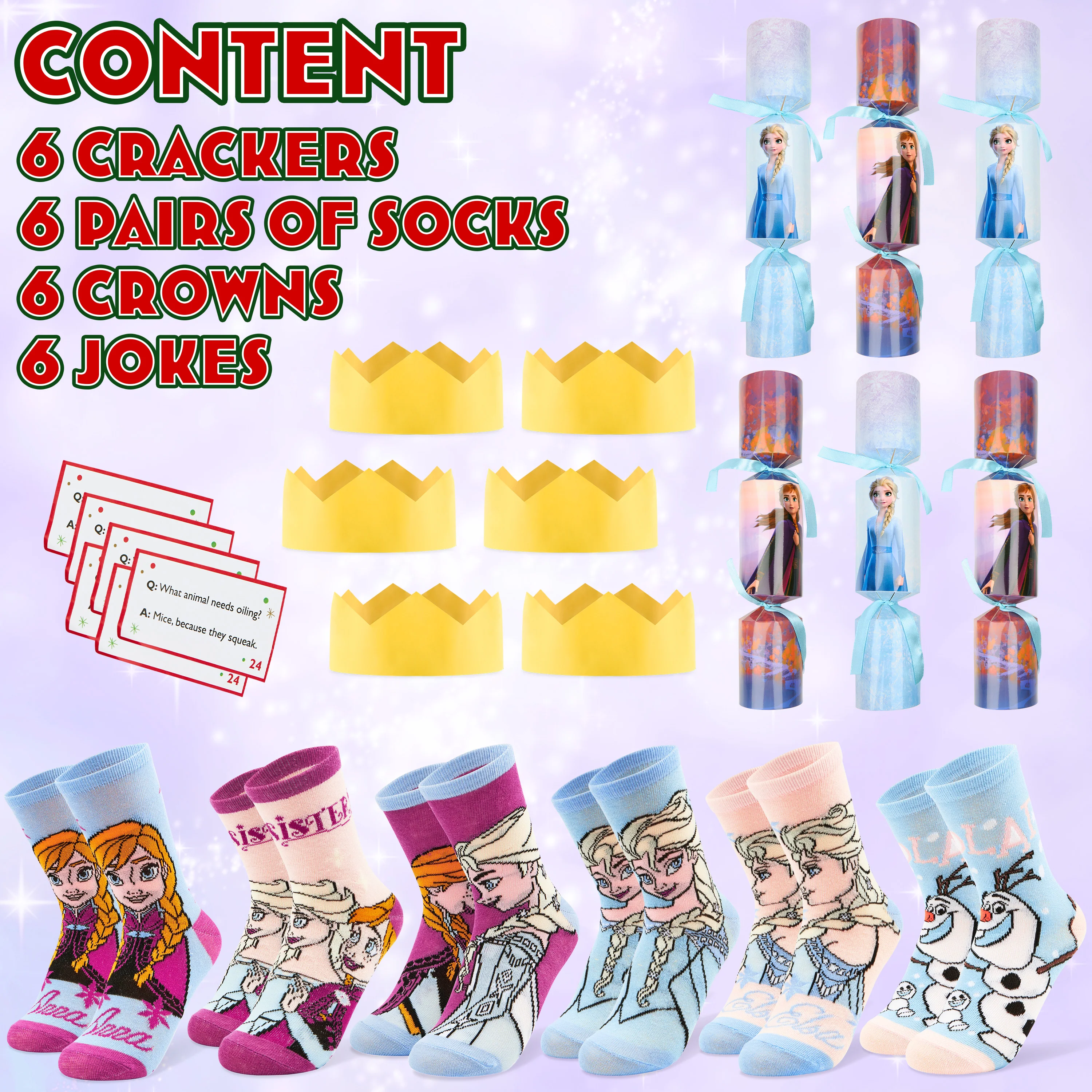 Disney Christmas Crackers Set of 6 with Socks Inside - Frozen - Image 5