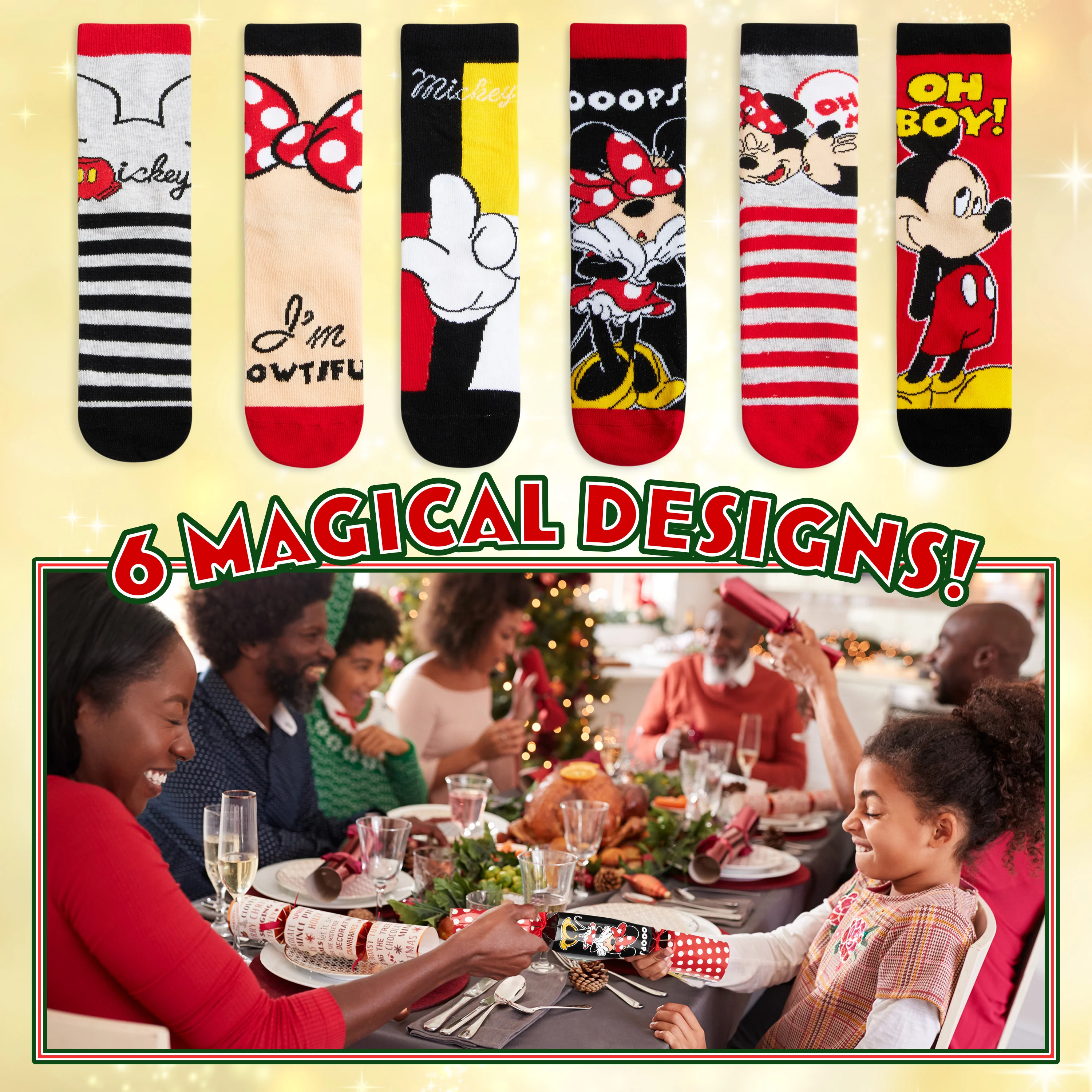 Disney Christmas Crackers Set of 6 with Socks Inside - Mickey & Minnie - Image 3