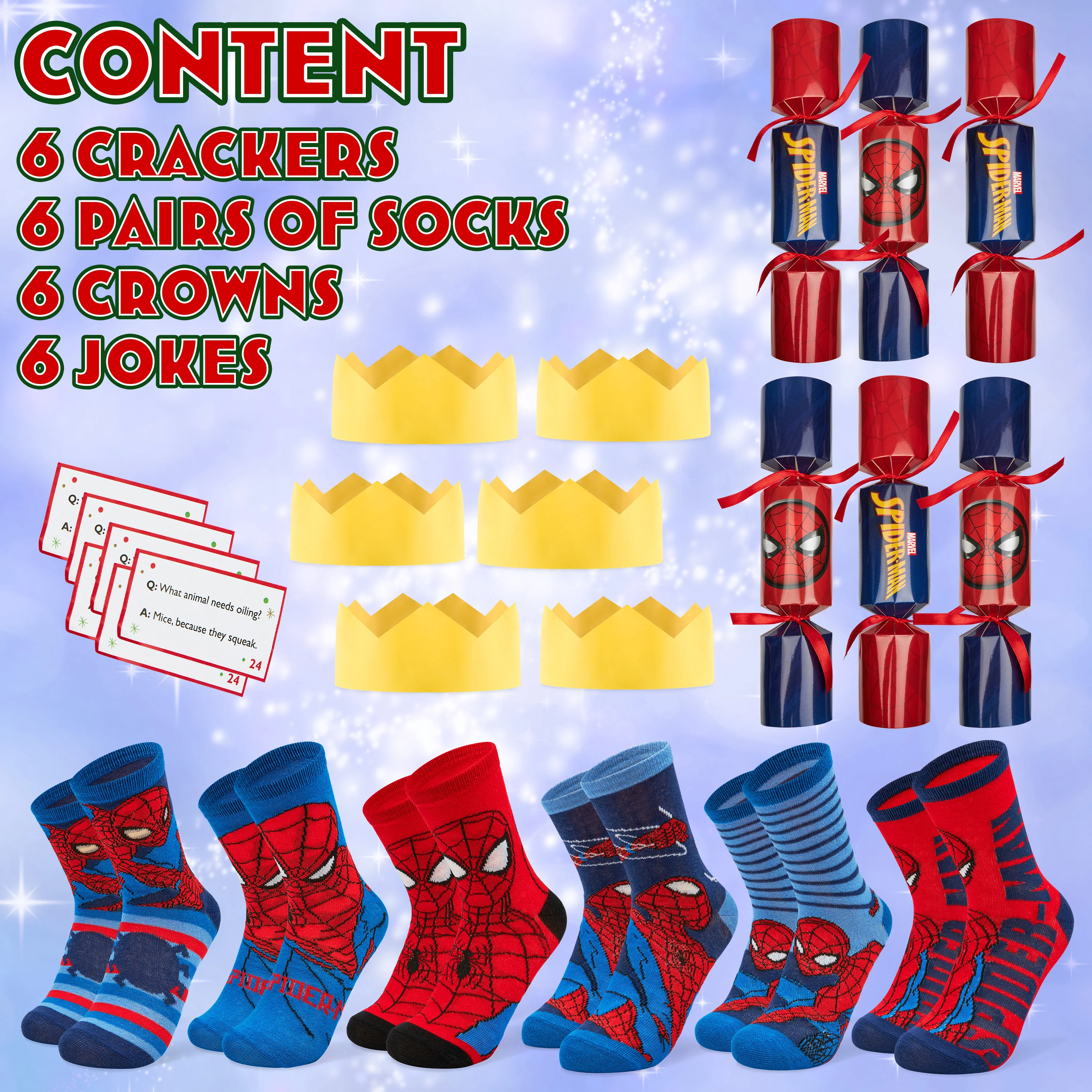 Disney Christmas Crackers Set of 6 with Socks Inside - Spiderman - Image 5
