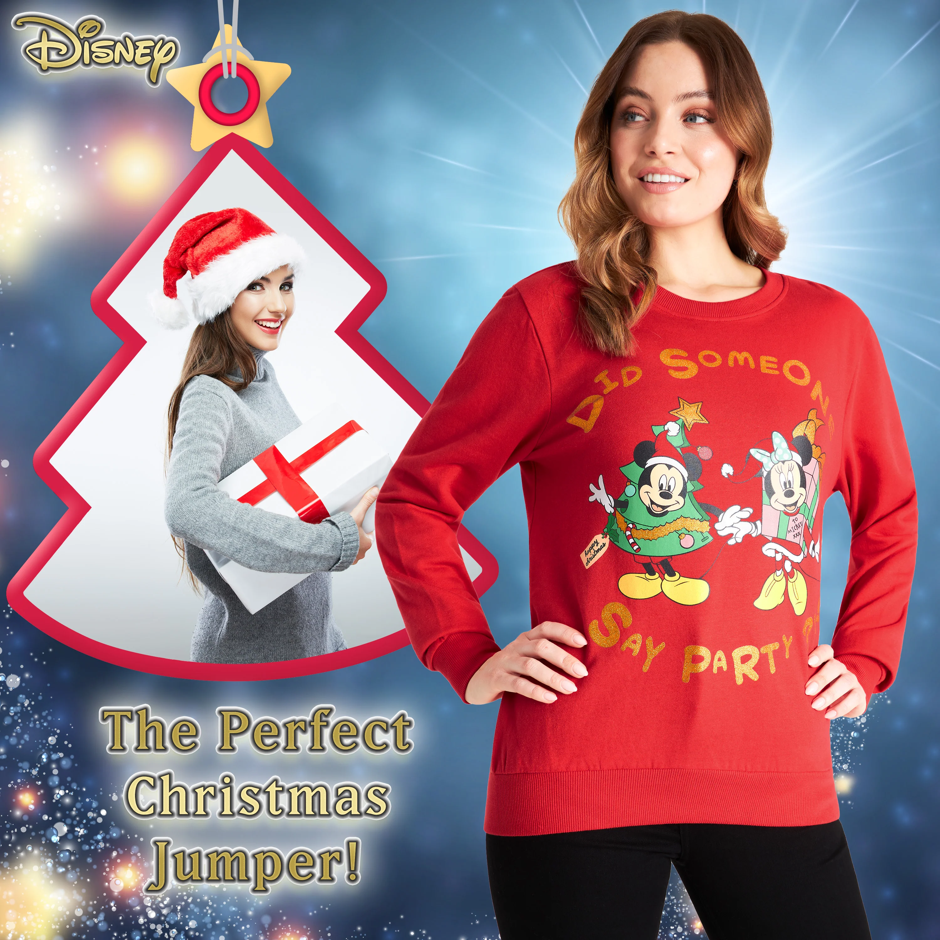 Disney Christmas Jumper Women, Minnie & Mickey Mouse - Image 2