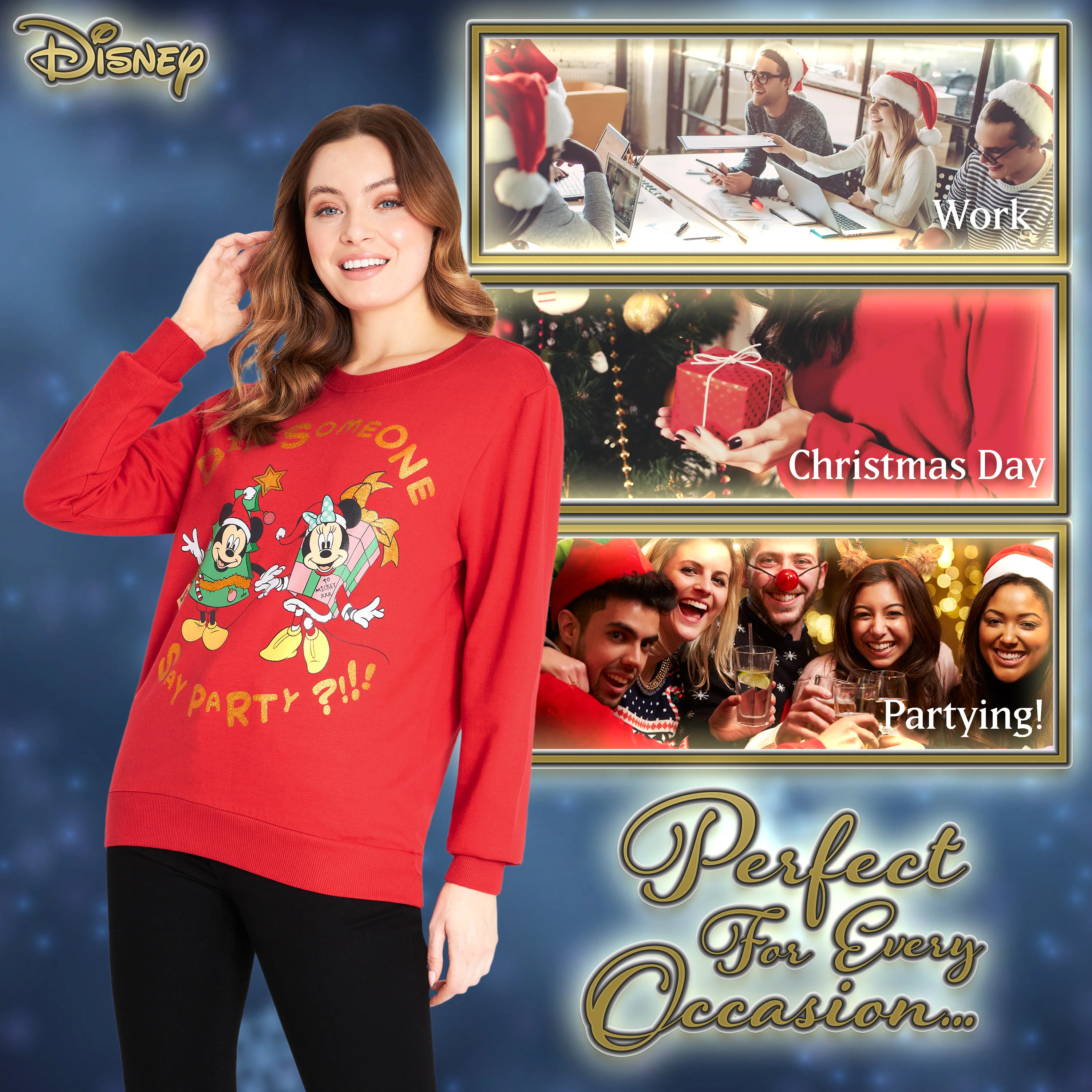 Disney Christmas Jumper Women, Minnie & Mickey Mouse - Image 5