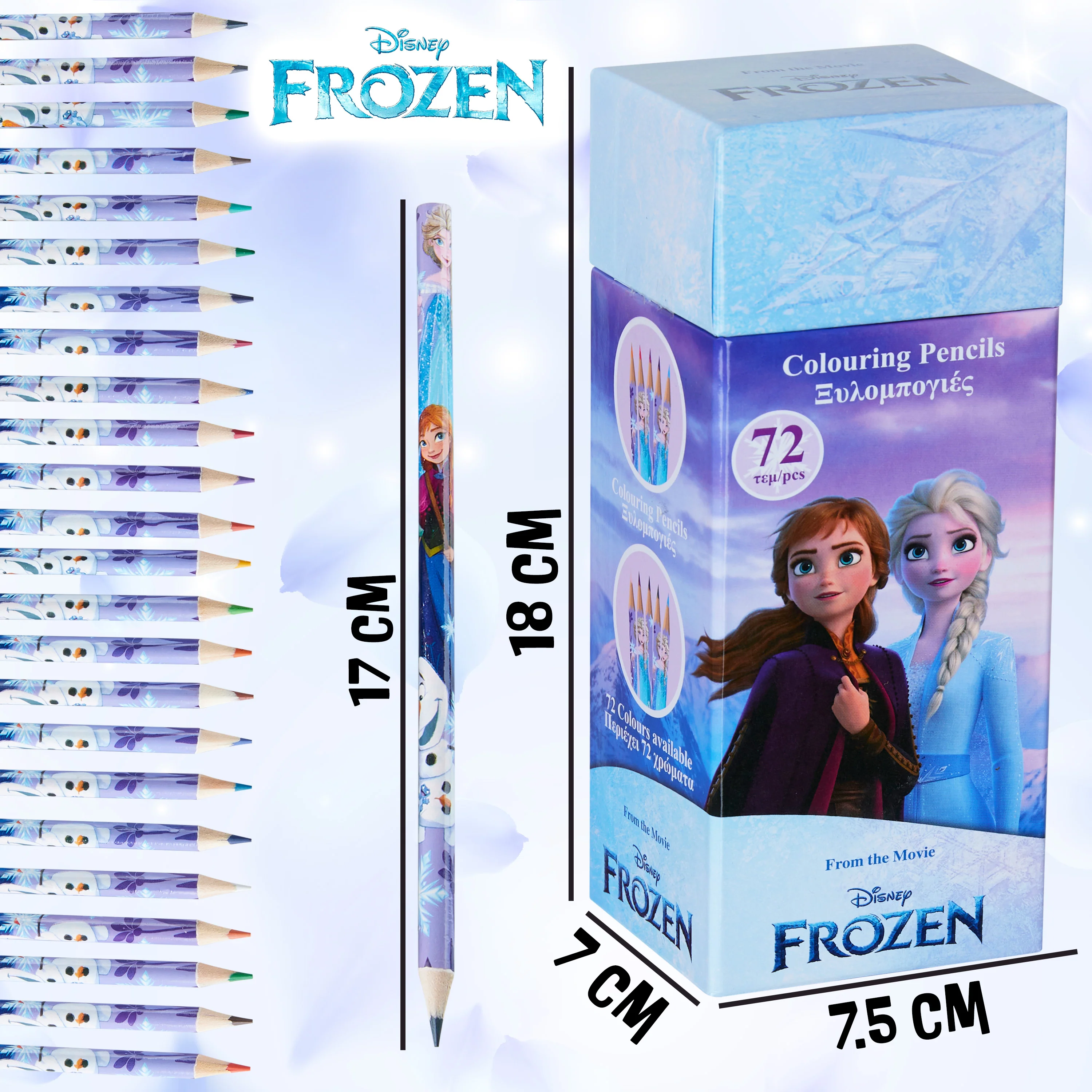 Disney Colouring Pencils for Kids, 72 Pencils Colouring Box - Frozen - Image 5