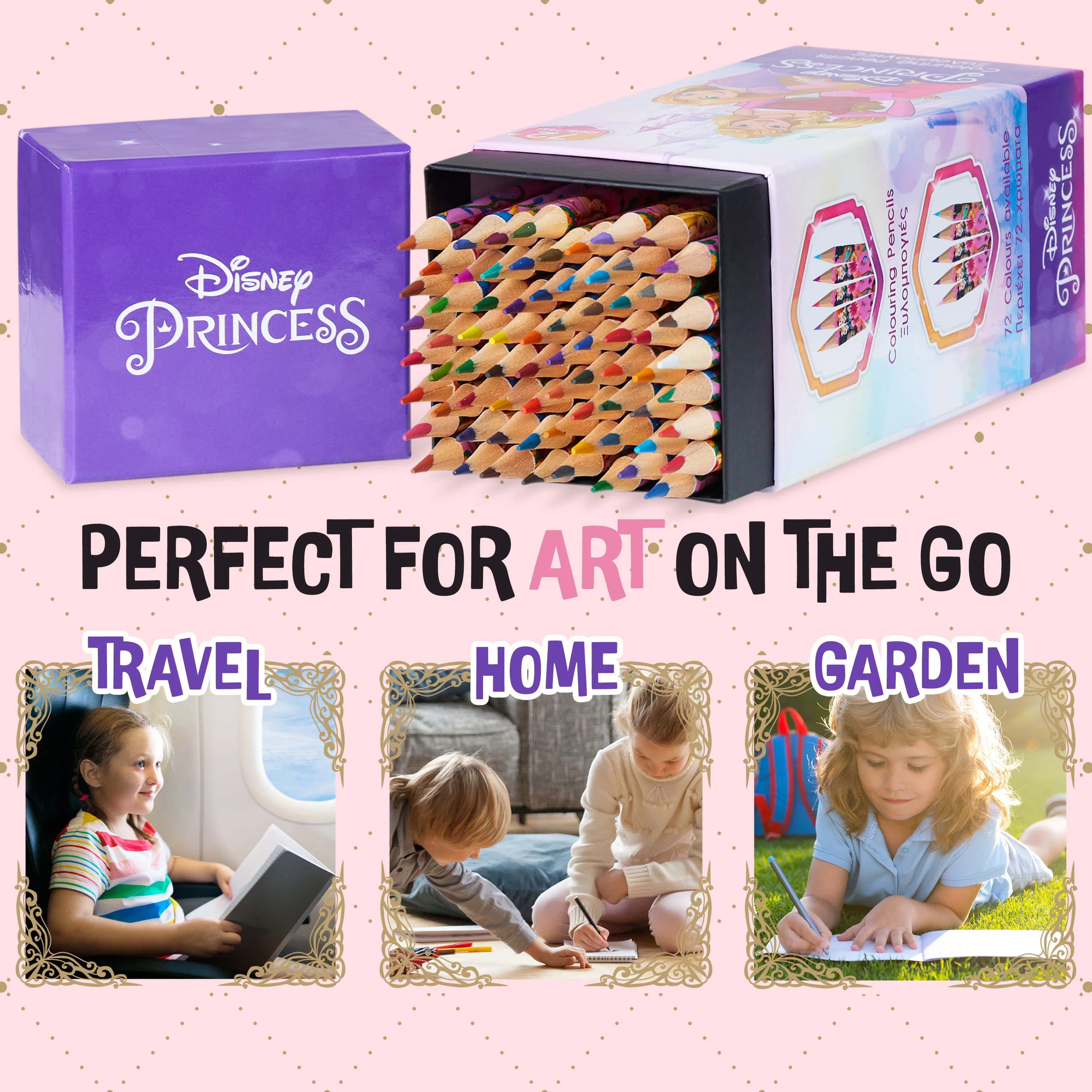 Disney Colouring Pencils for Kids, 72 Pencils Colouring Box - Princess - Image 4