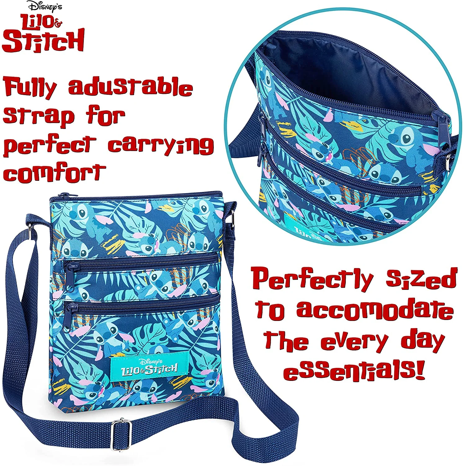 Disney Stitch Cross Body Bag for Girls Teenagers, Shoulder Bag with Adjustable Strap Women Fashion Handbag, Stitch Gifts - Image 5
