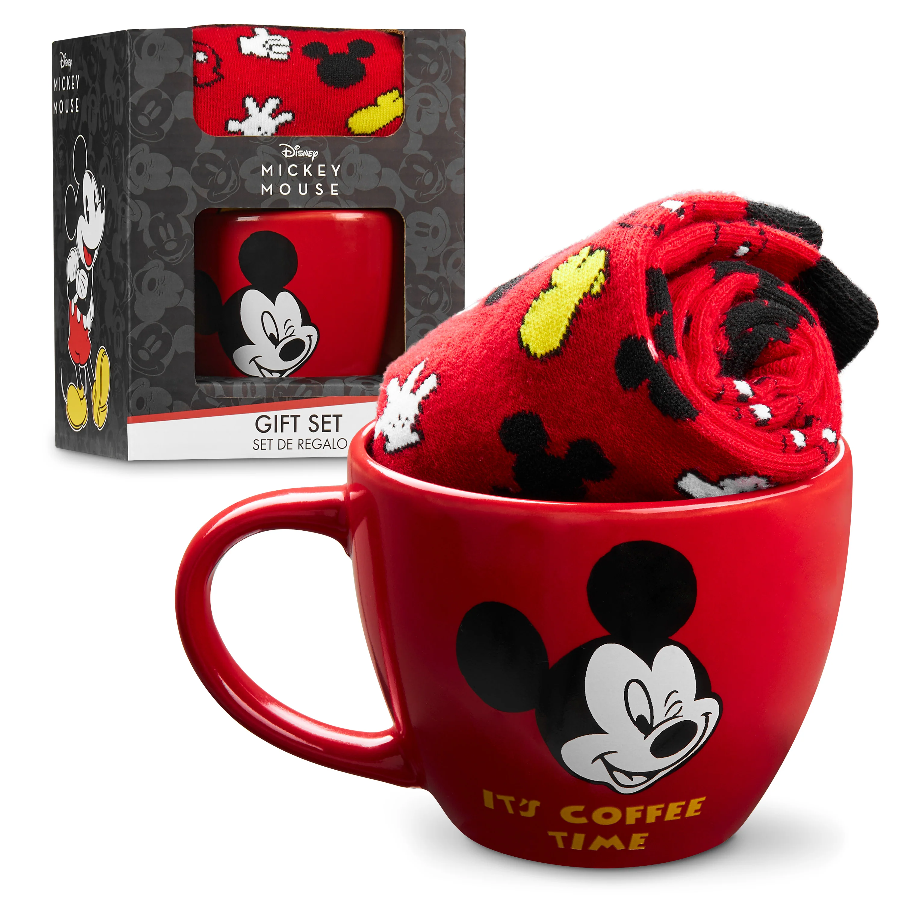 Disney Cup and Socks Gift Set Mickey Minnie Gifts for Women, Red - Mickey
