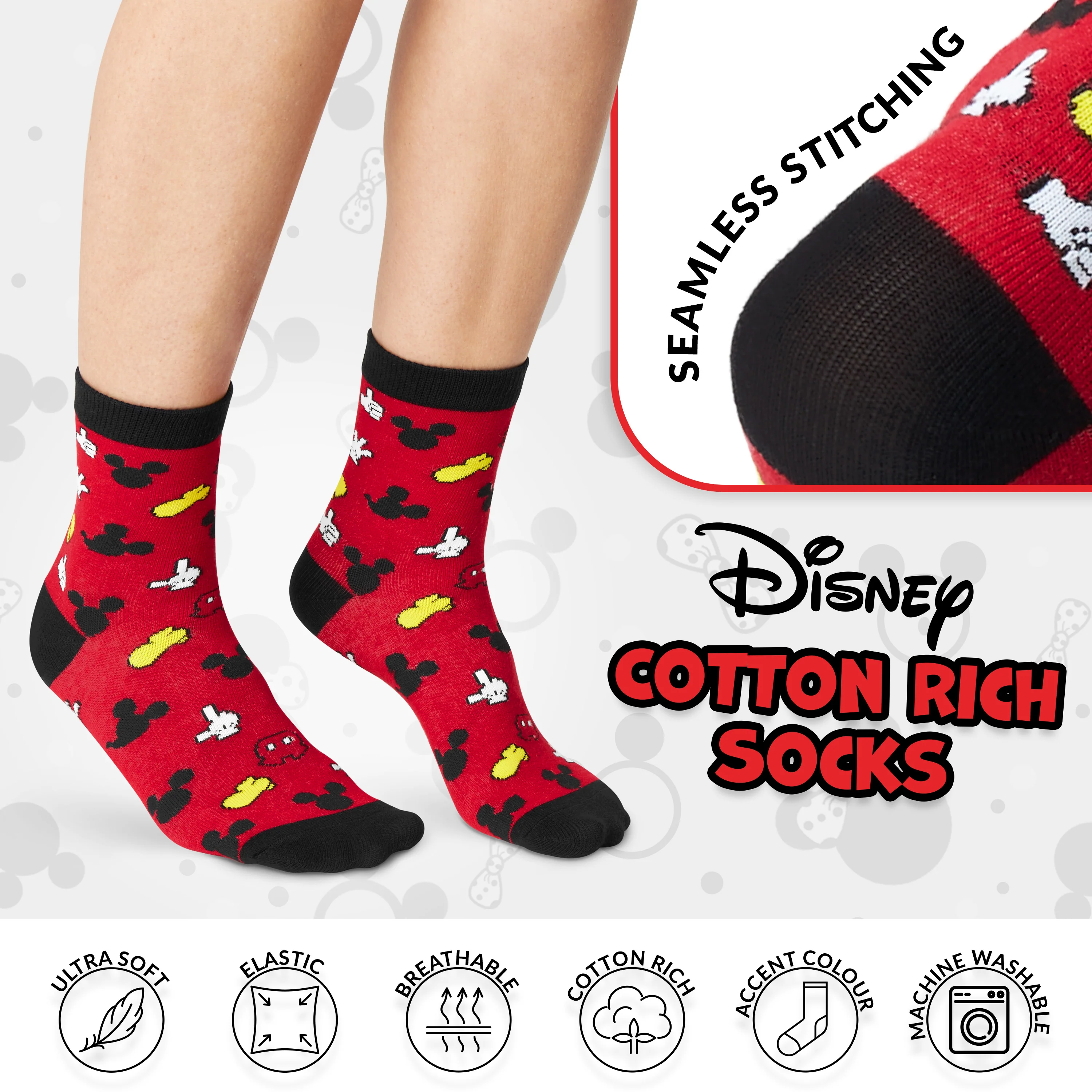 Disney Cup and Socks Gift Set Mickey Minnie Gifts for Women, Red - Mickey - Image 4
