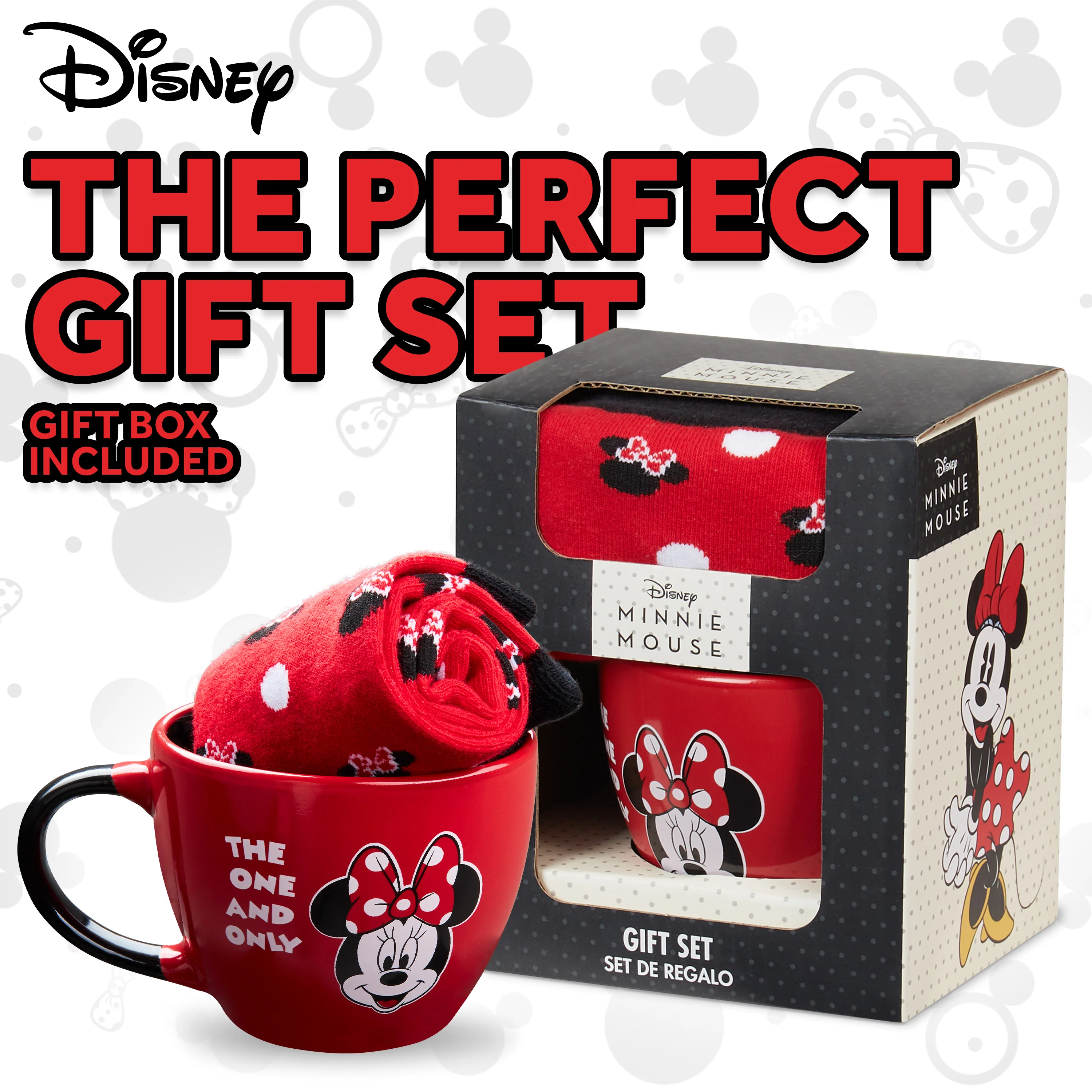 Disney Stitch Mug and Socks Gift Set for Women Teenagers Cute Ceramic Mug Soft Calf Socks, Stocking Filler Gifts for Her (Red Minnie) - Image 2
